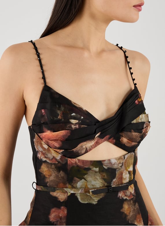 Floral midi dress in linen and silk | Multicolour by ZIMMERMANN Floral midi dress in linen and silk Multicolour