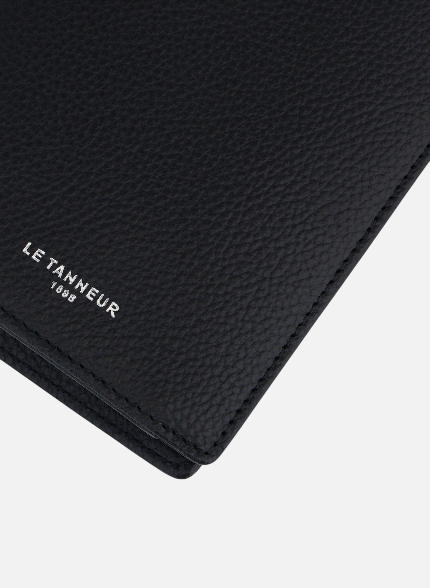 Portefeuille à rabat 2 volets emile en cuir grainé LE TANNEUR Noir