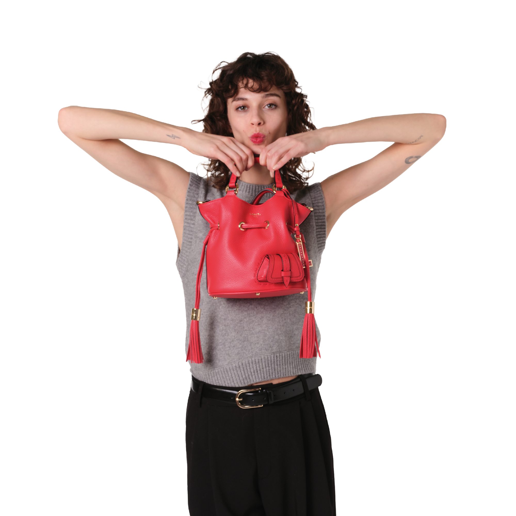 Sac seau s - premier flirt de lancel LANCEL Rouge