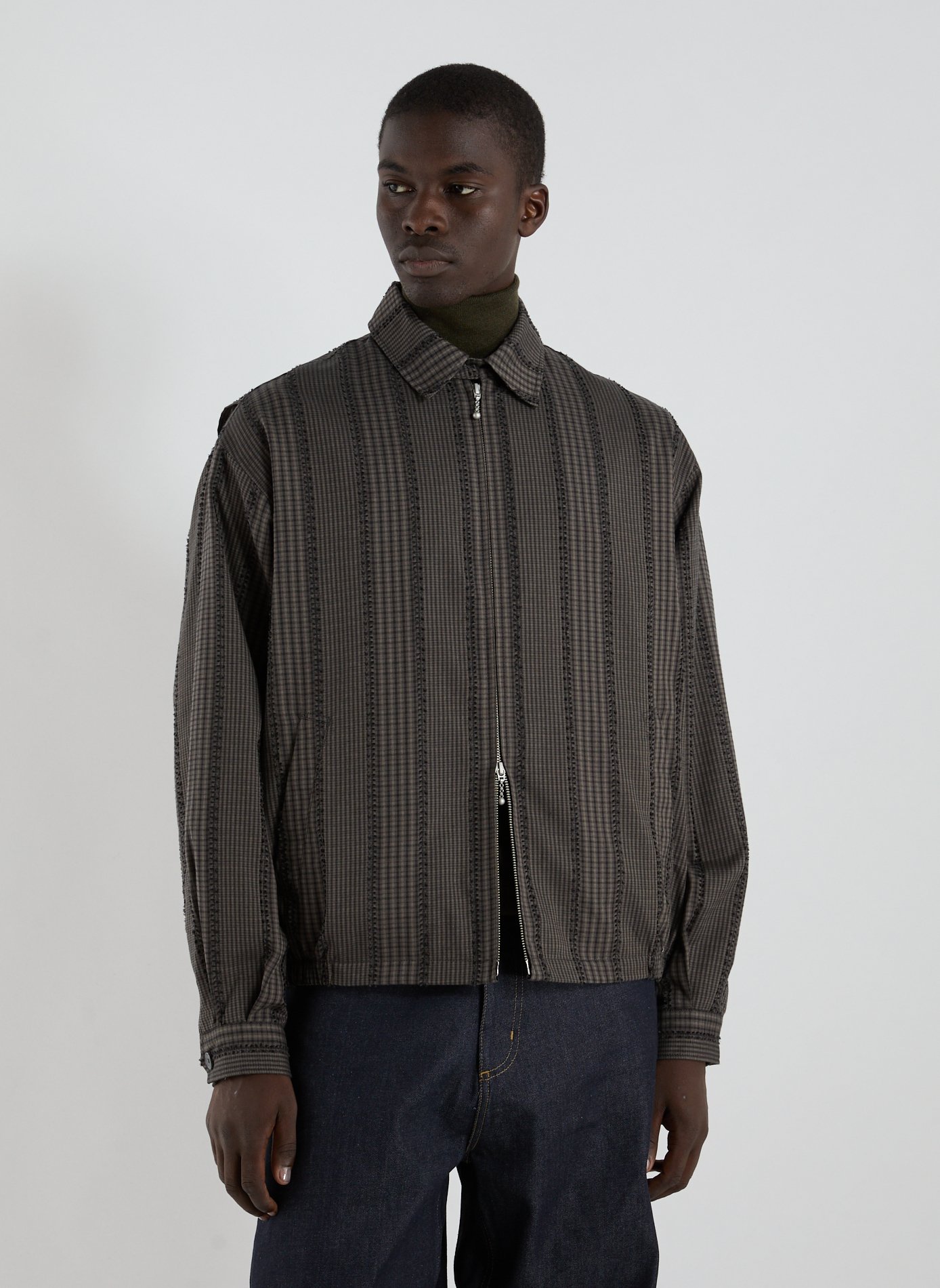 MERELY MADE Veste rayée en coton mélangée Gris
