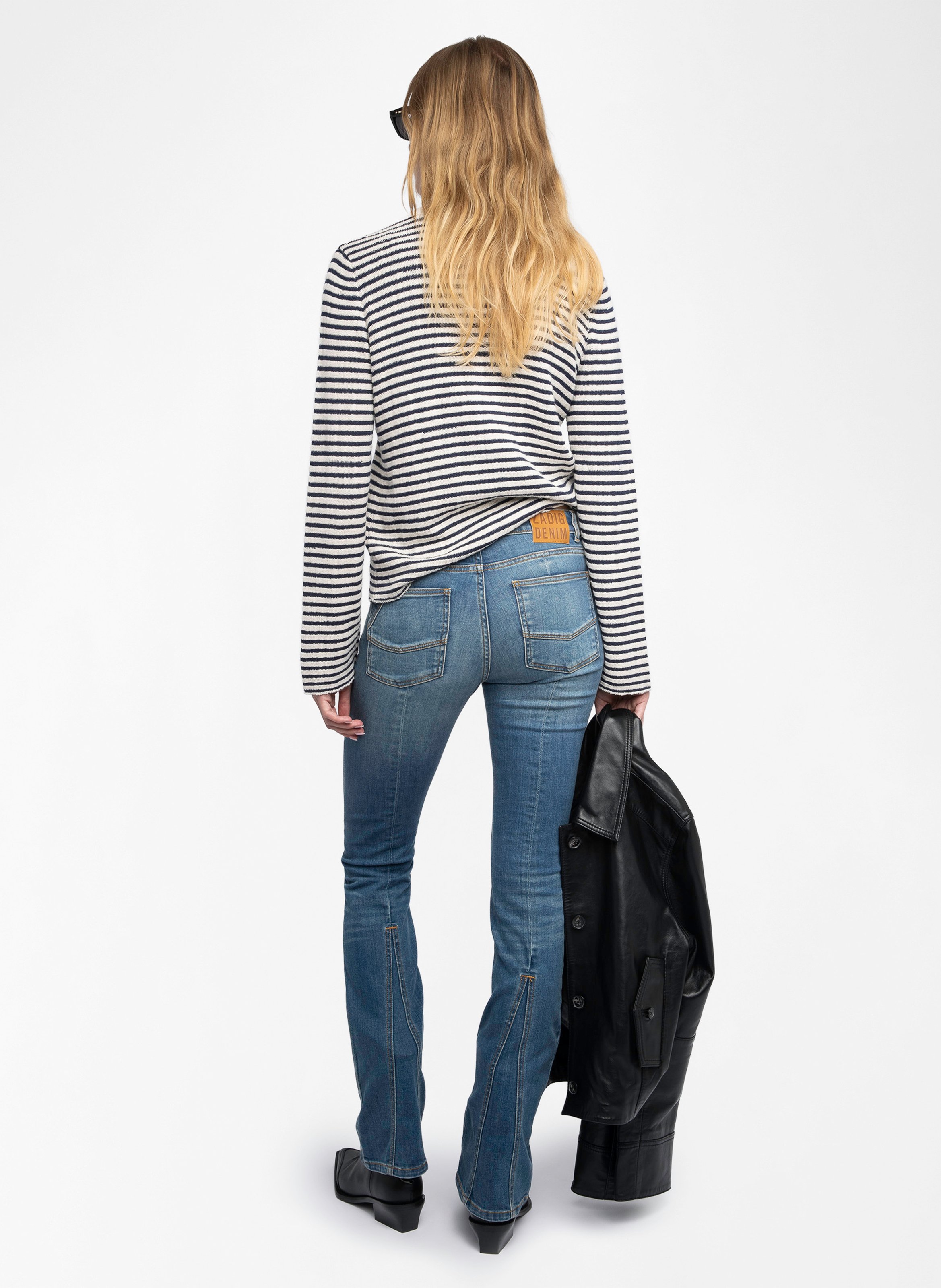 Pull boutonné rayé en coton mélangé mandala ZADIG&VOLTAIRE Bleu