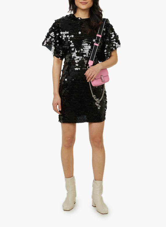 rotate sequin dress black ROTATE Sequins Bow Mini Dress in Black