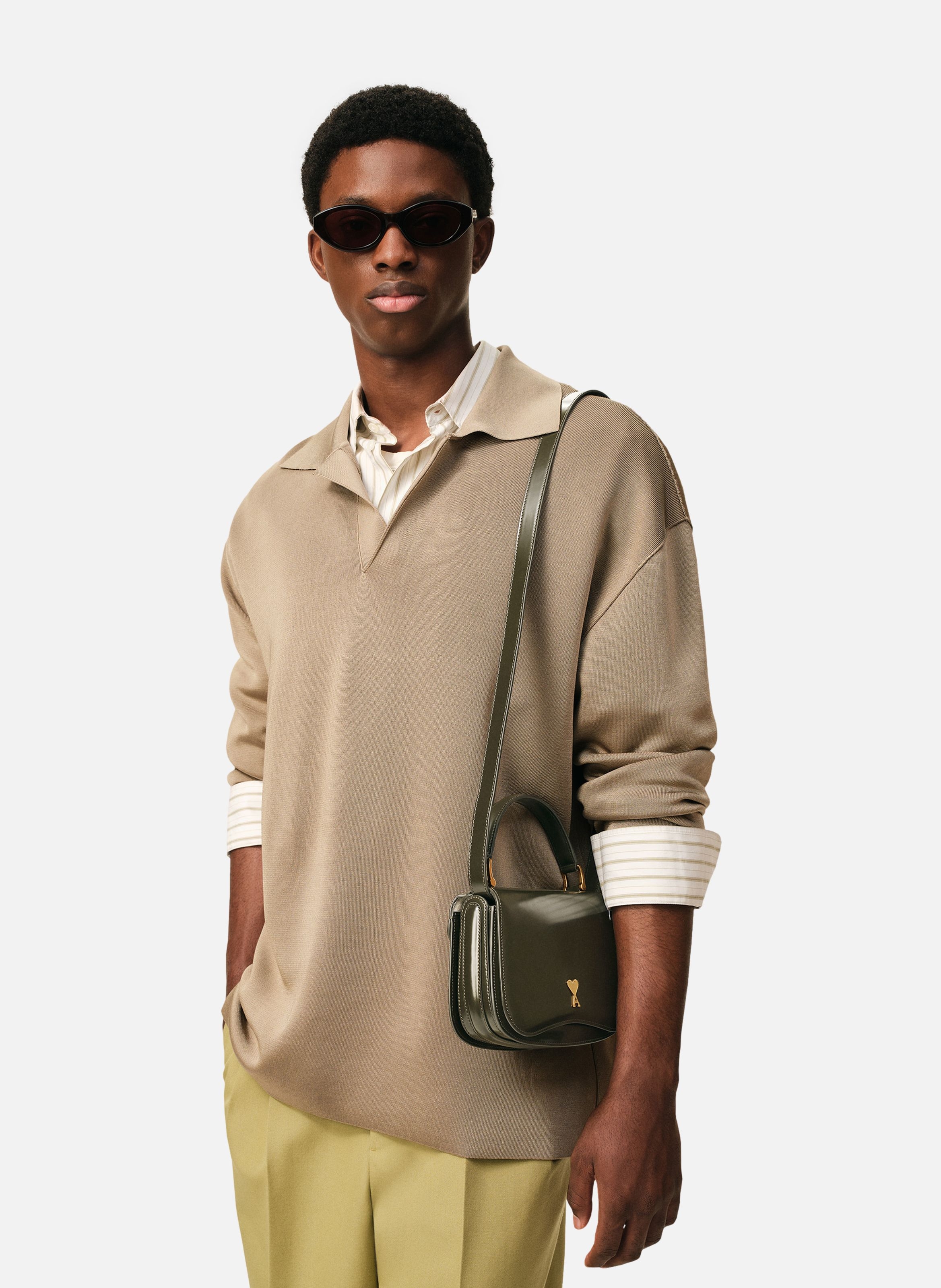 Sac Top Handle Paris Paris En Cuir Glacé unisexe AMI PARIS Vert