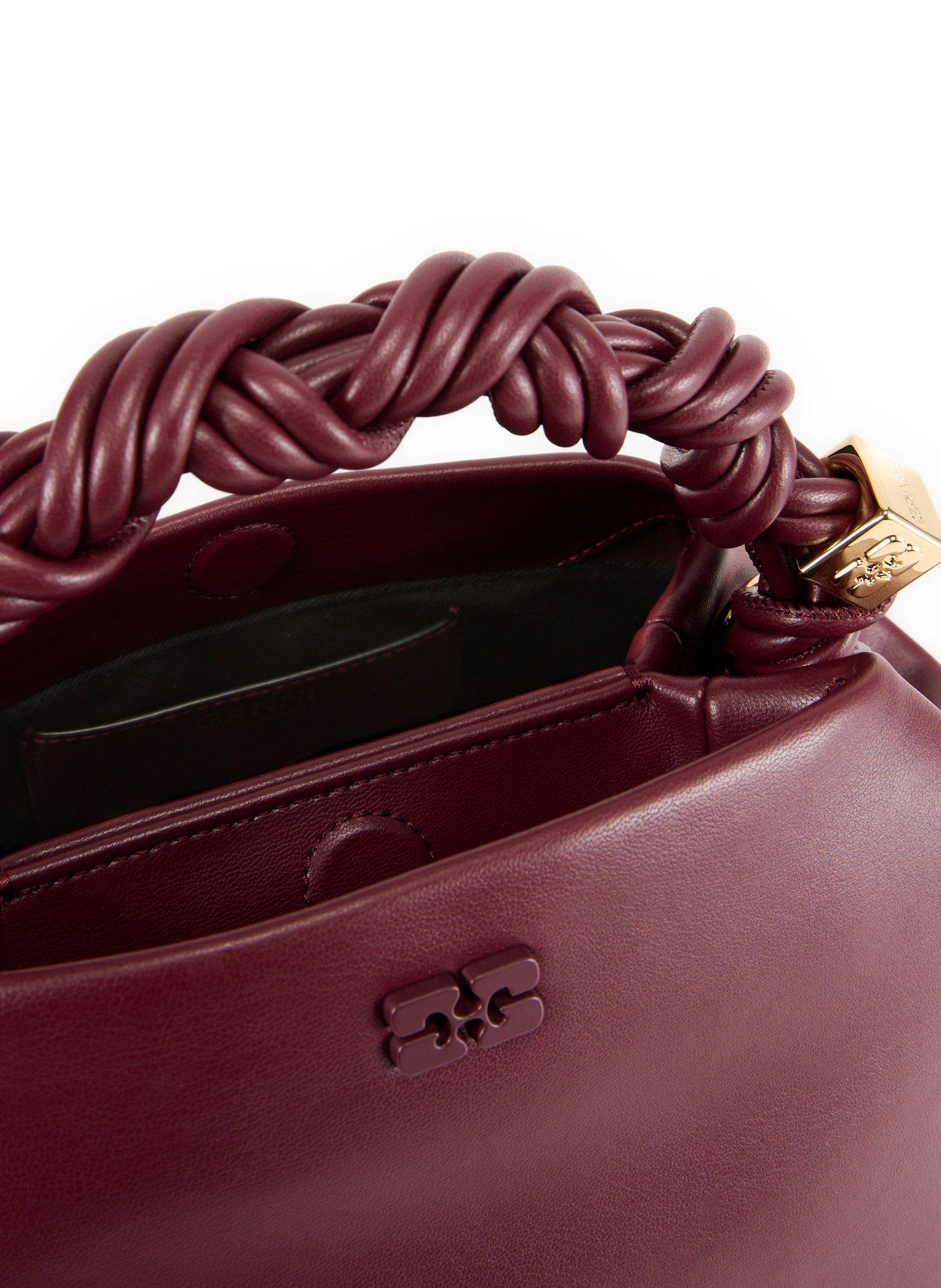 Mixed leather handbag GANNI Red