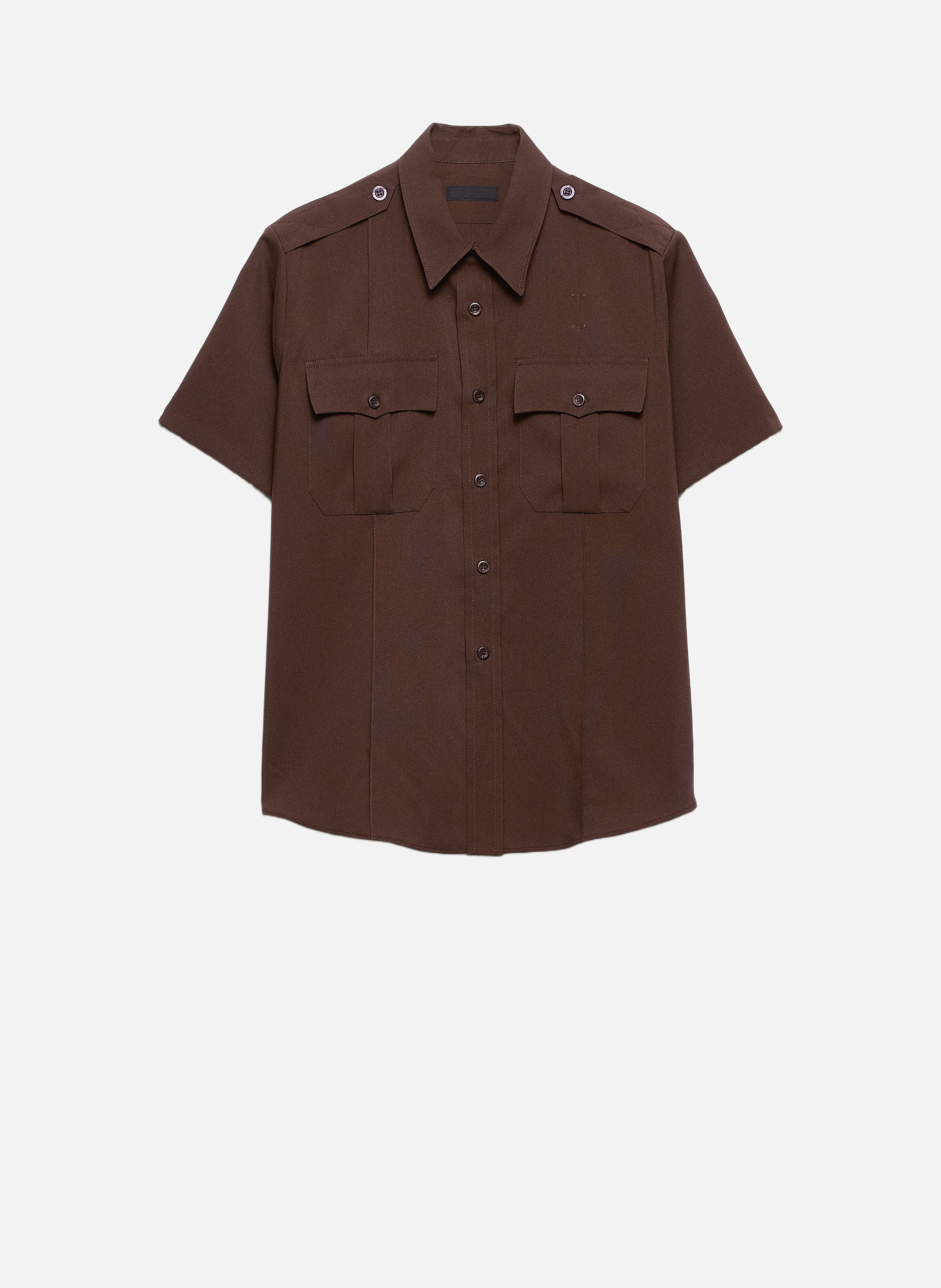 Chemise à manches courtes en tissu technique PRADA Marron