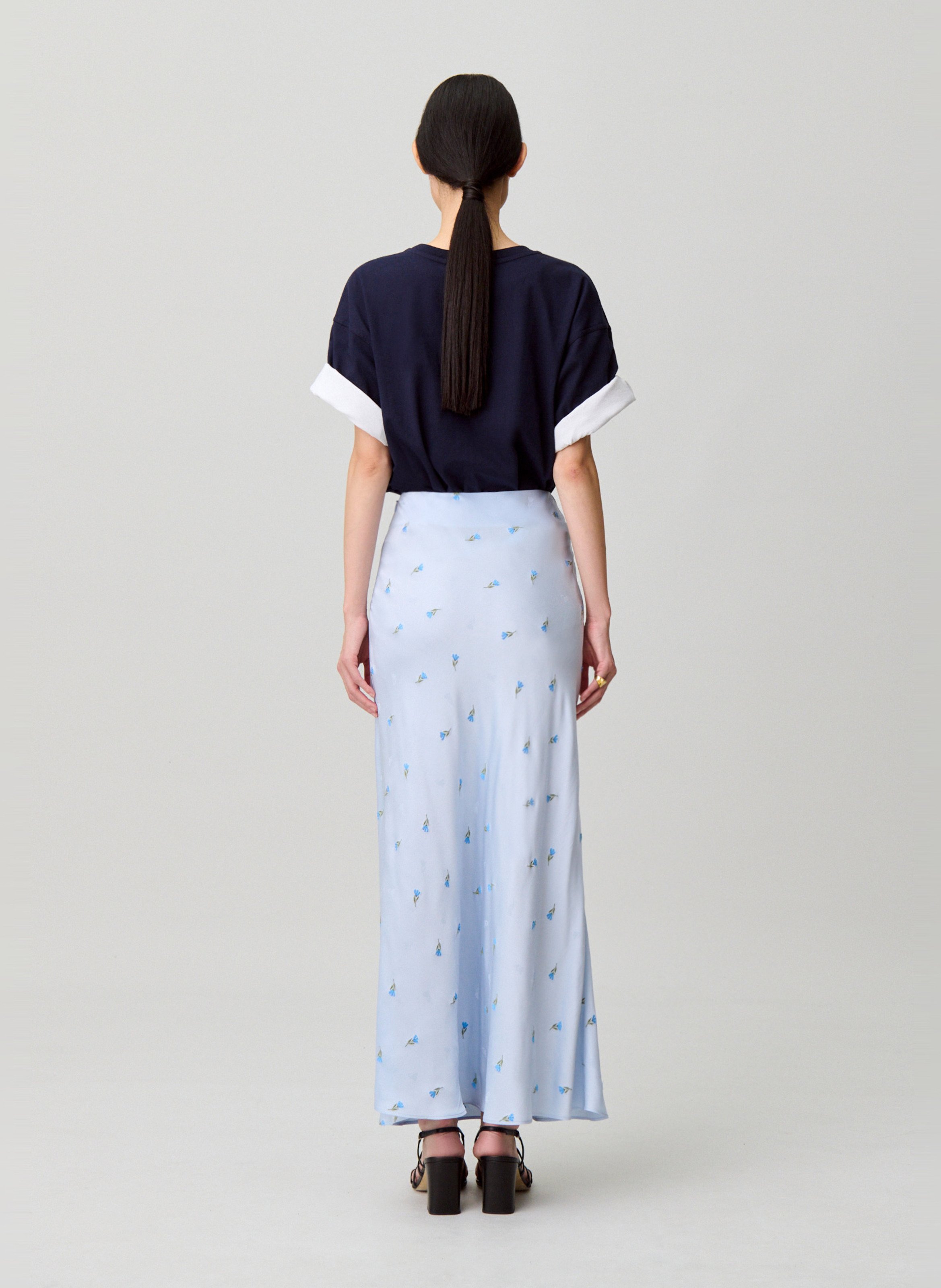 Jupe longue évasée imprimée CLAUDIE PIERLOT Bleu