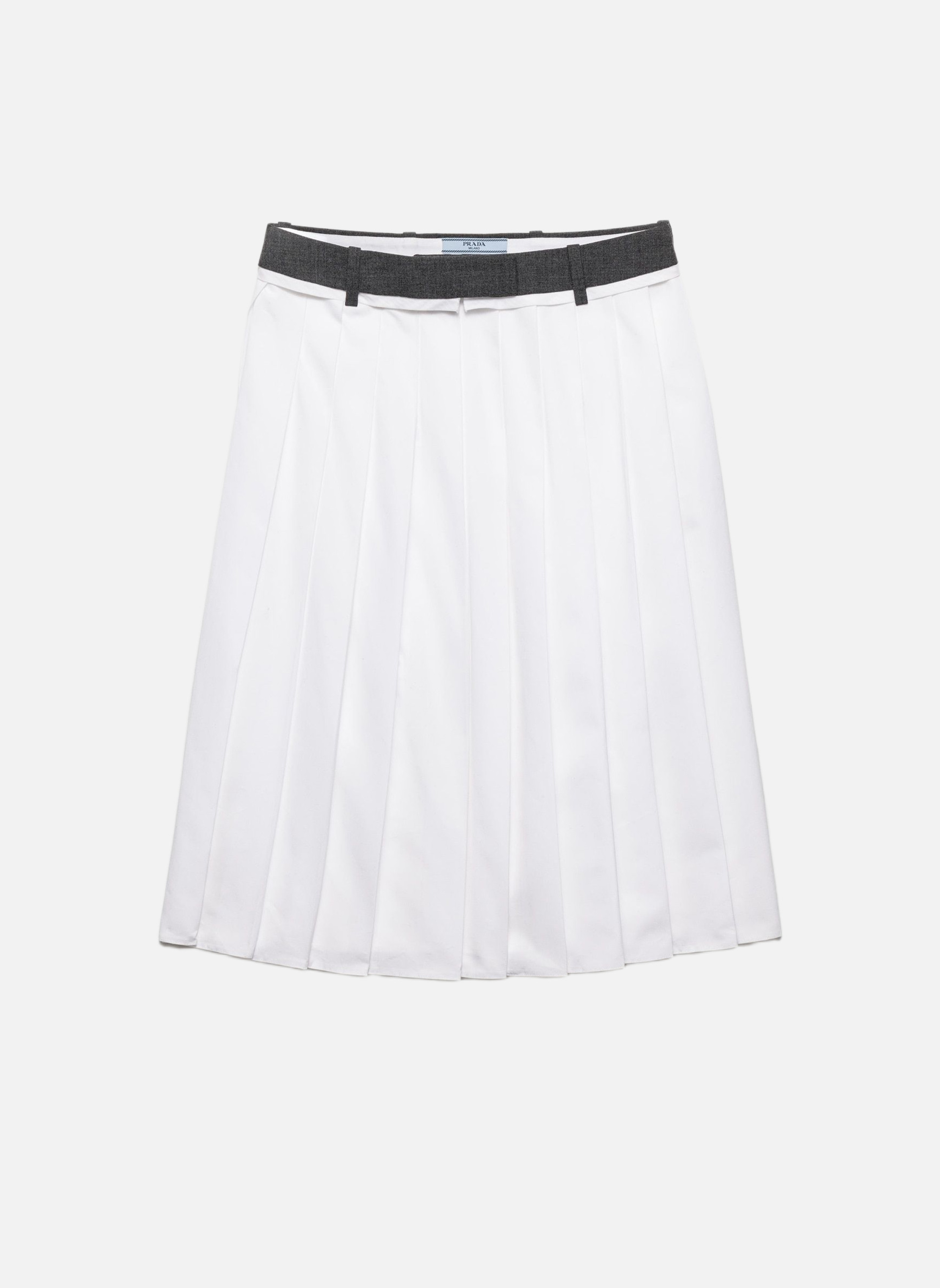 Jupe en popeline plissée et point de ruche PRADA Blanc