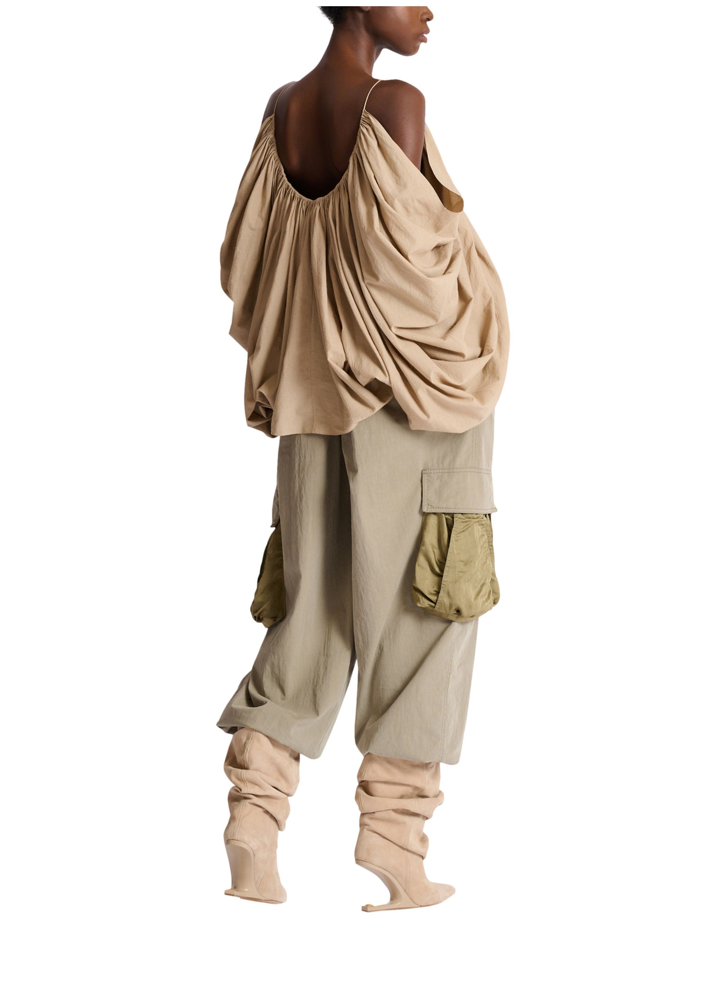 Blouse à fines bretelles en coton BALMAIN Beige