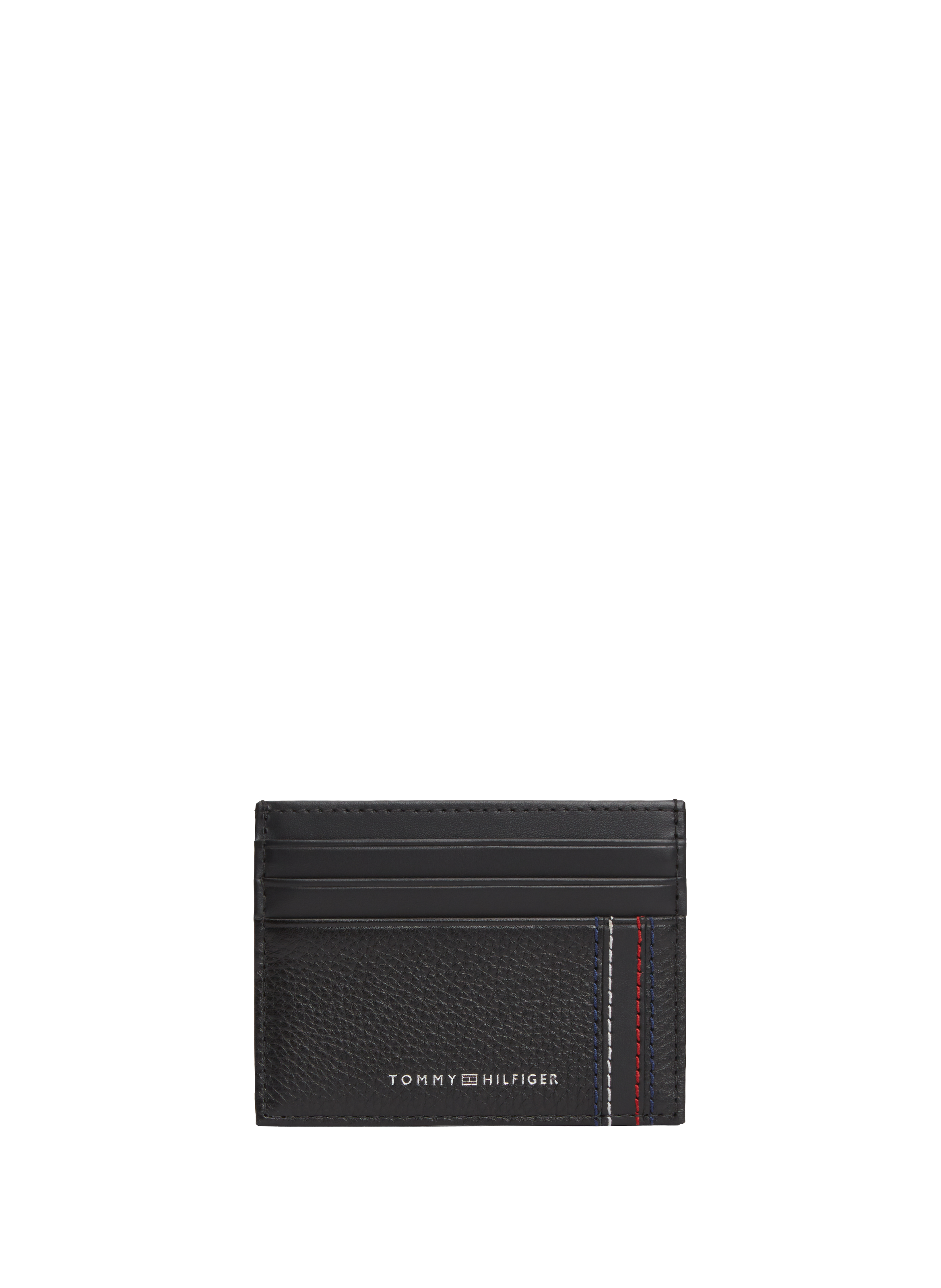 Porte-cartes rayé en cuir  Black
