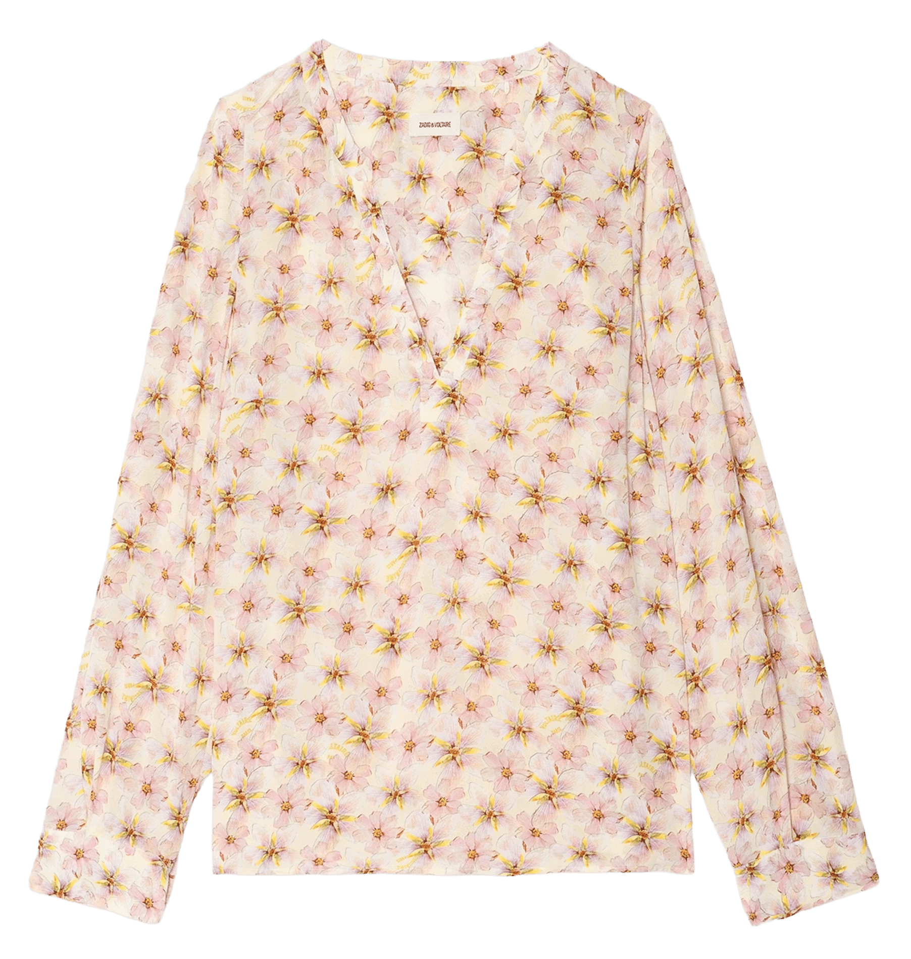 Blouse col tunisien à imprimé fleuri torny ZADIG&VOLTAIRE Jaune