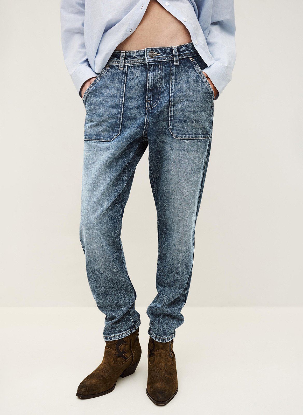 Jean droit en coton mélangé mally BA&SH Bleu