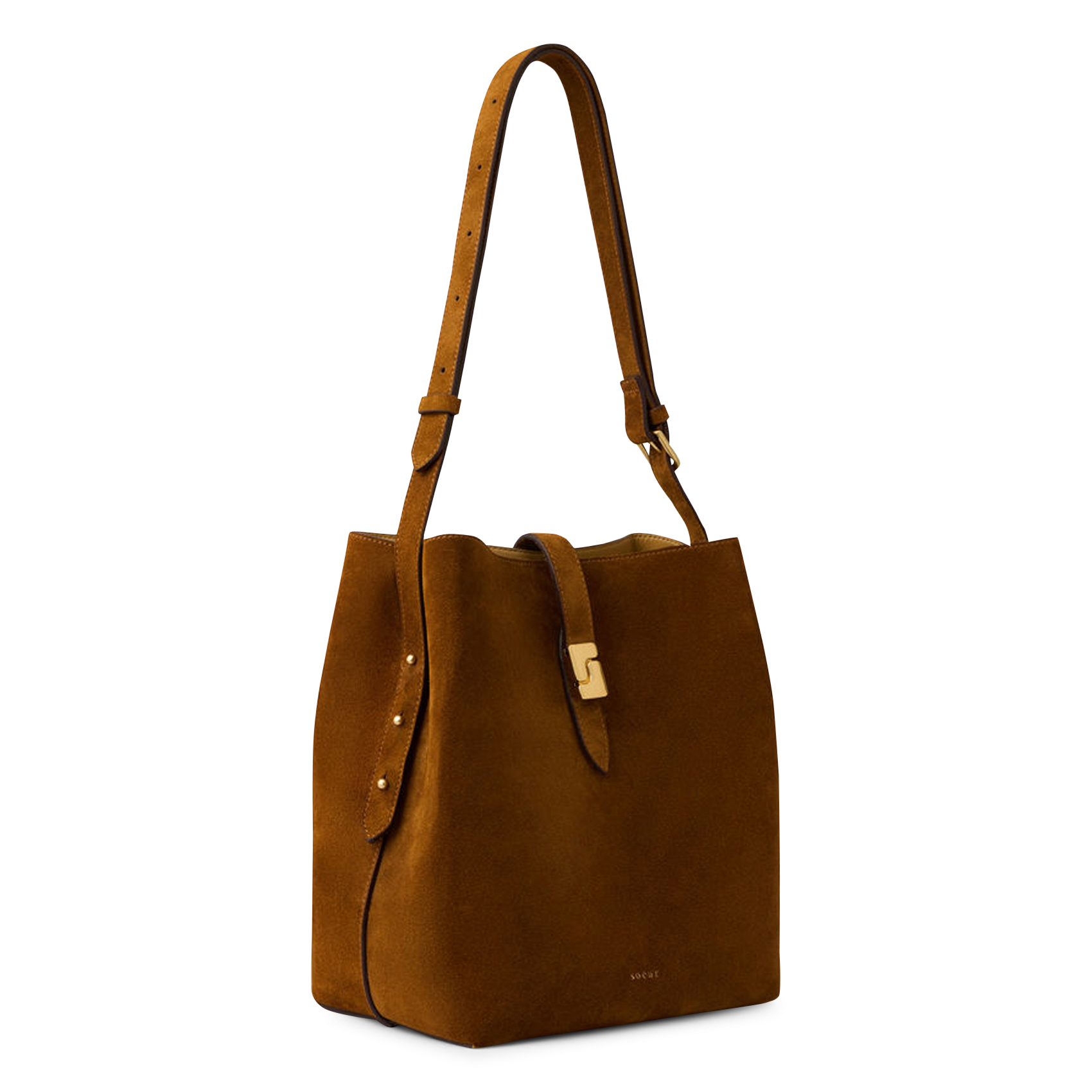 Sac à rabat monogramme en suède bello SOEUR Marron