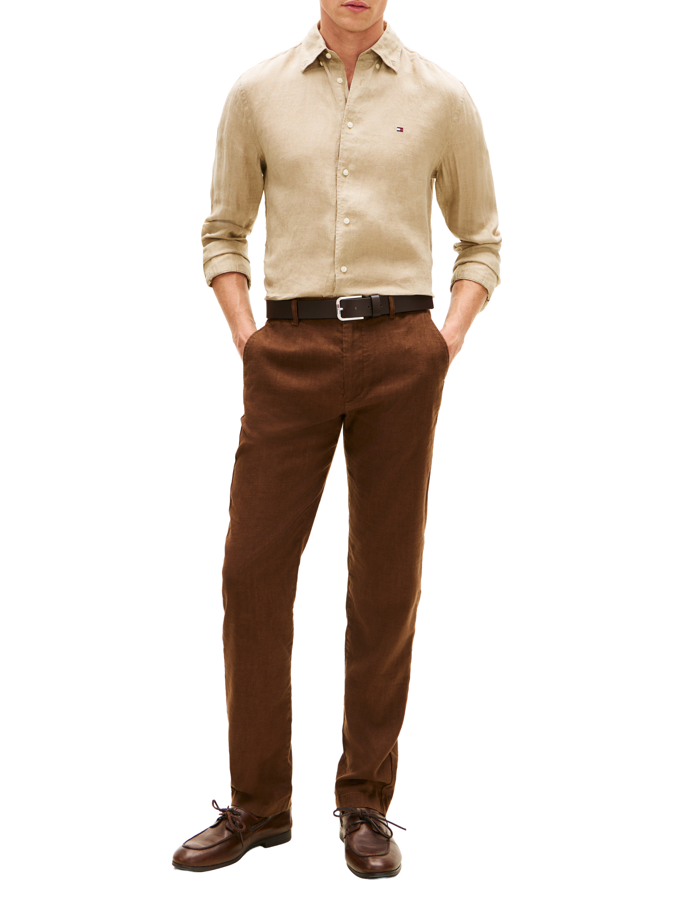 Chemise droite en lin TOMMY HILFIGER Beige