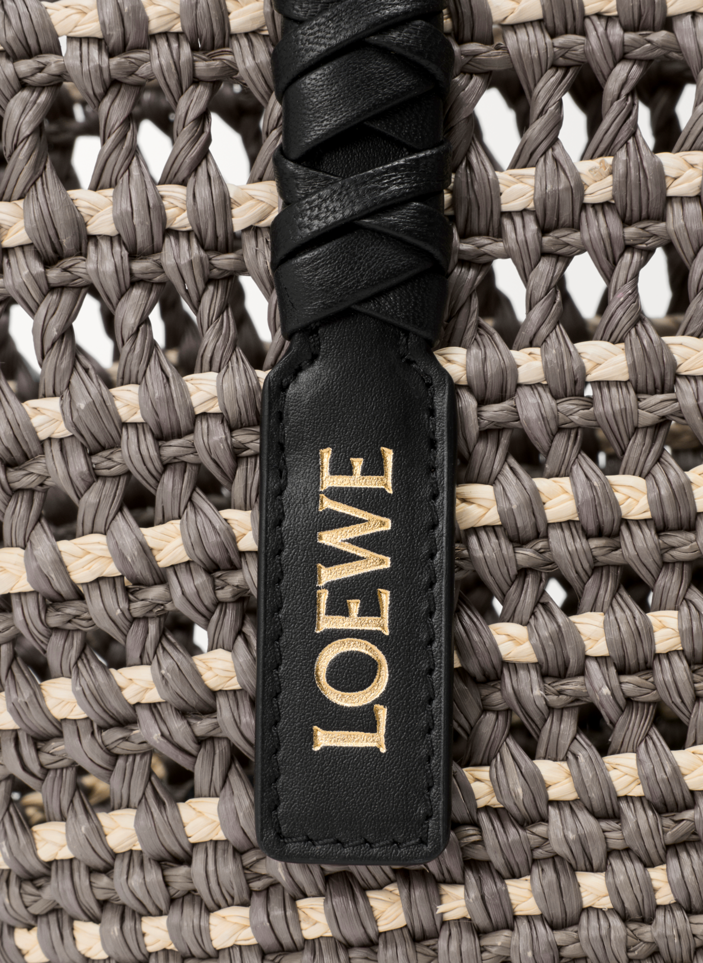 Paula's Ibiza - Medium Palm and Calf Leather Braid Basket LOEWE Khaki