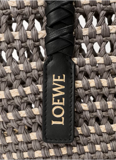 Paula's Ibiza - Panier Braid moyen en palmier Iraca et cuir de veau