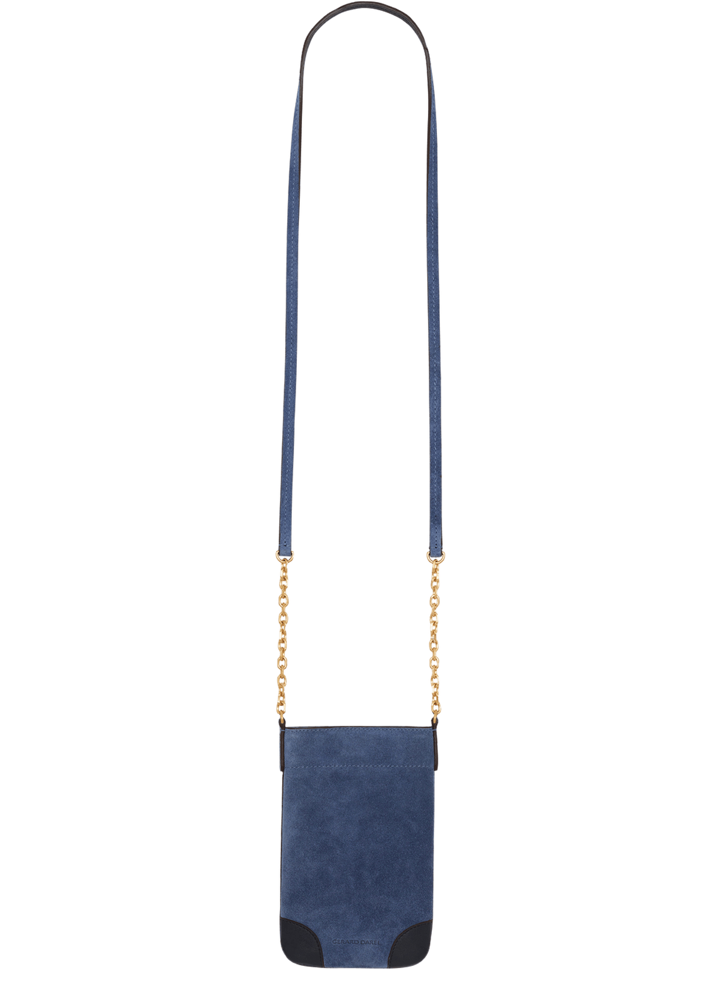 Porte téléphone en cuir velours - le charlotte phone Bleu