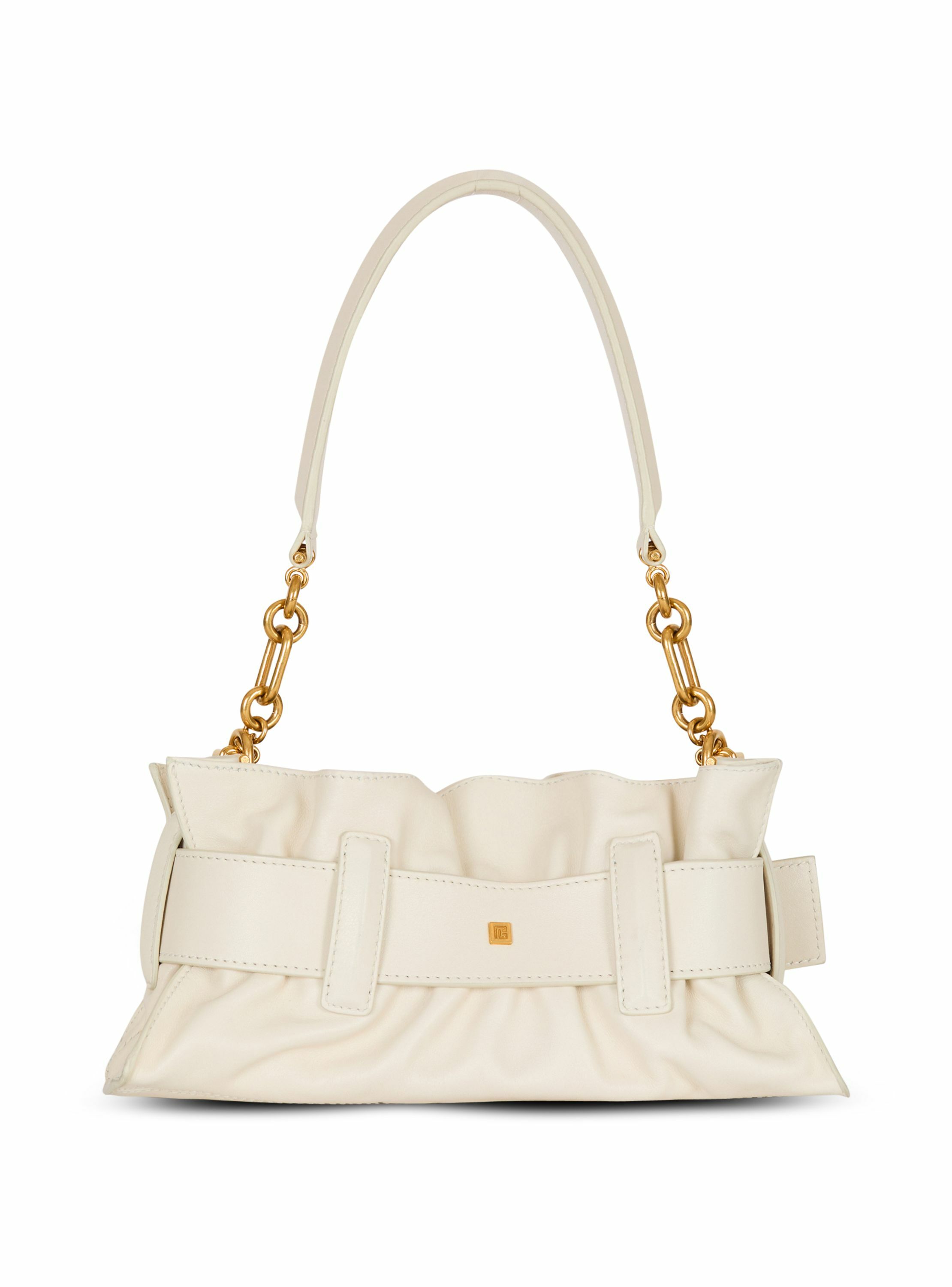 Sac anthem mini shoulder en cuir BALMAIN Blanc