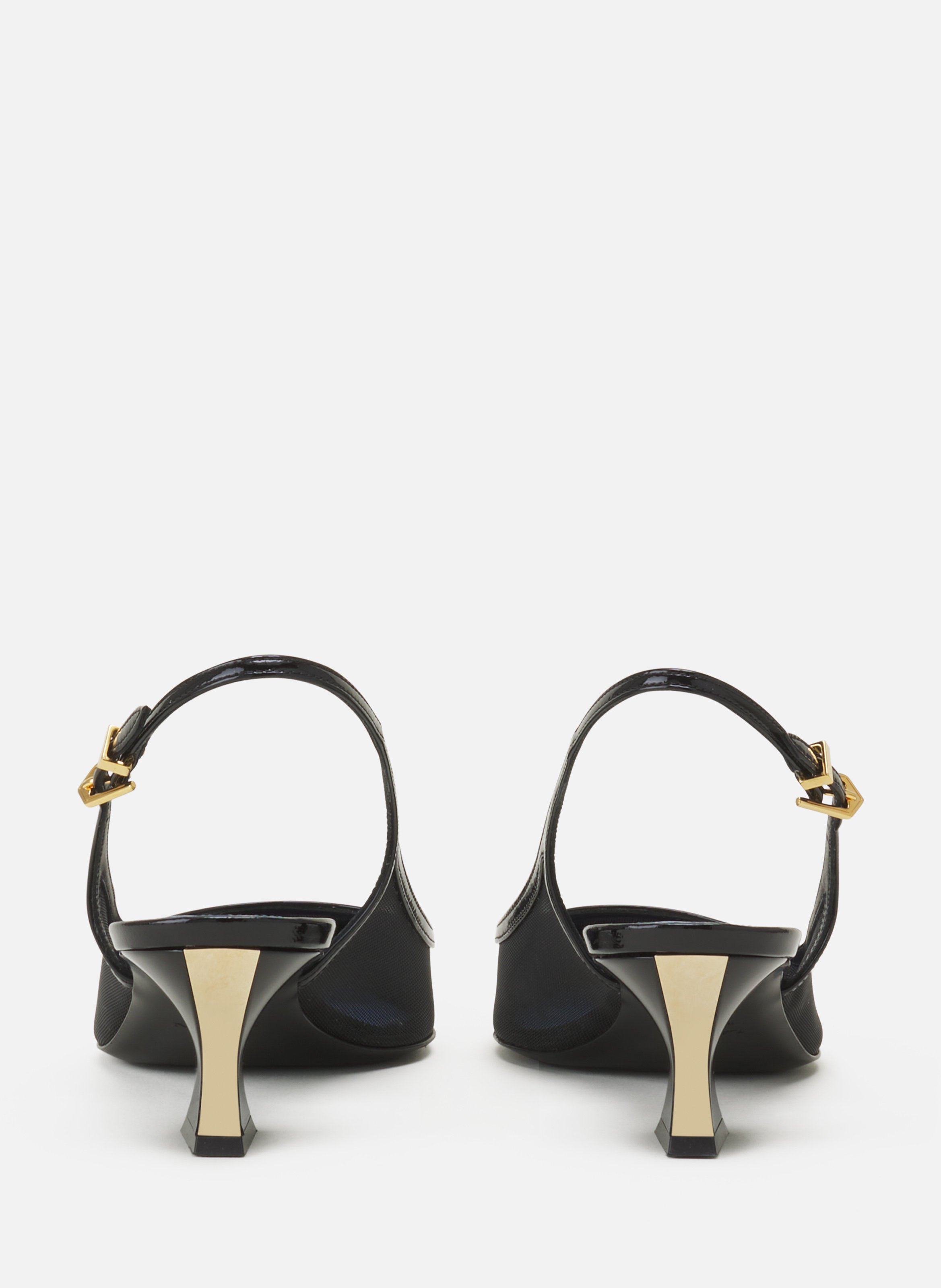 Slingback nocturne en mesh et cuir patent LANVIN Noir