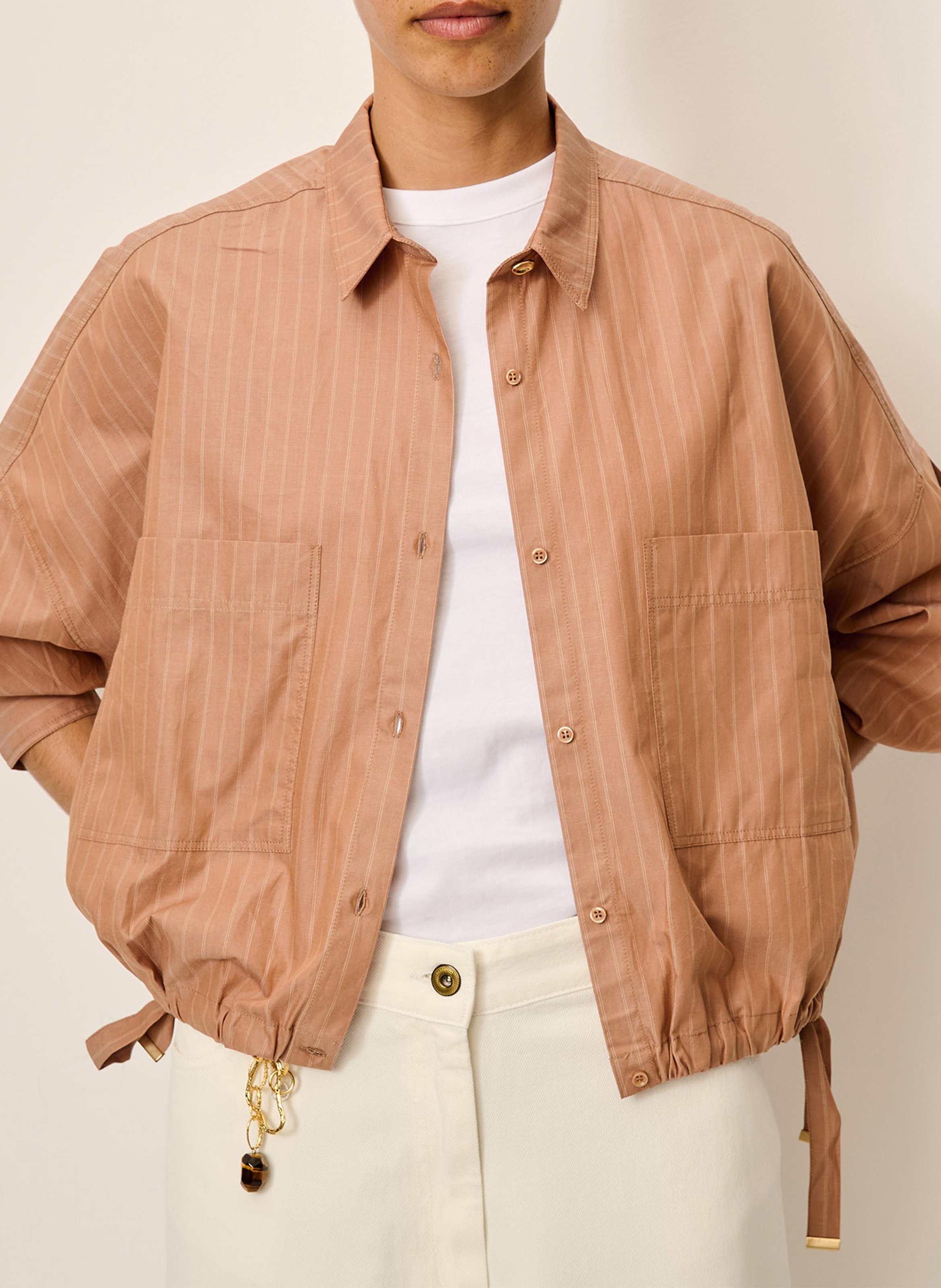 Chemise col classique en coton mélangé cazaba SESSUN Beige