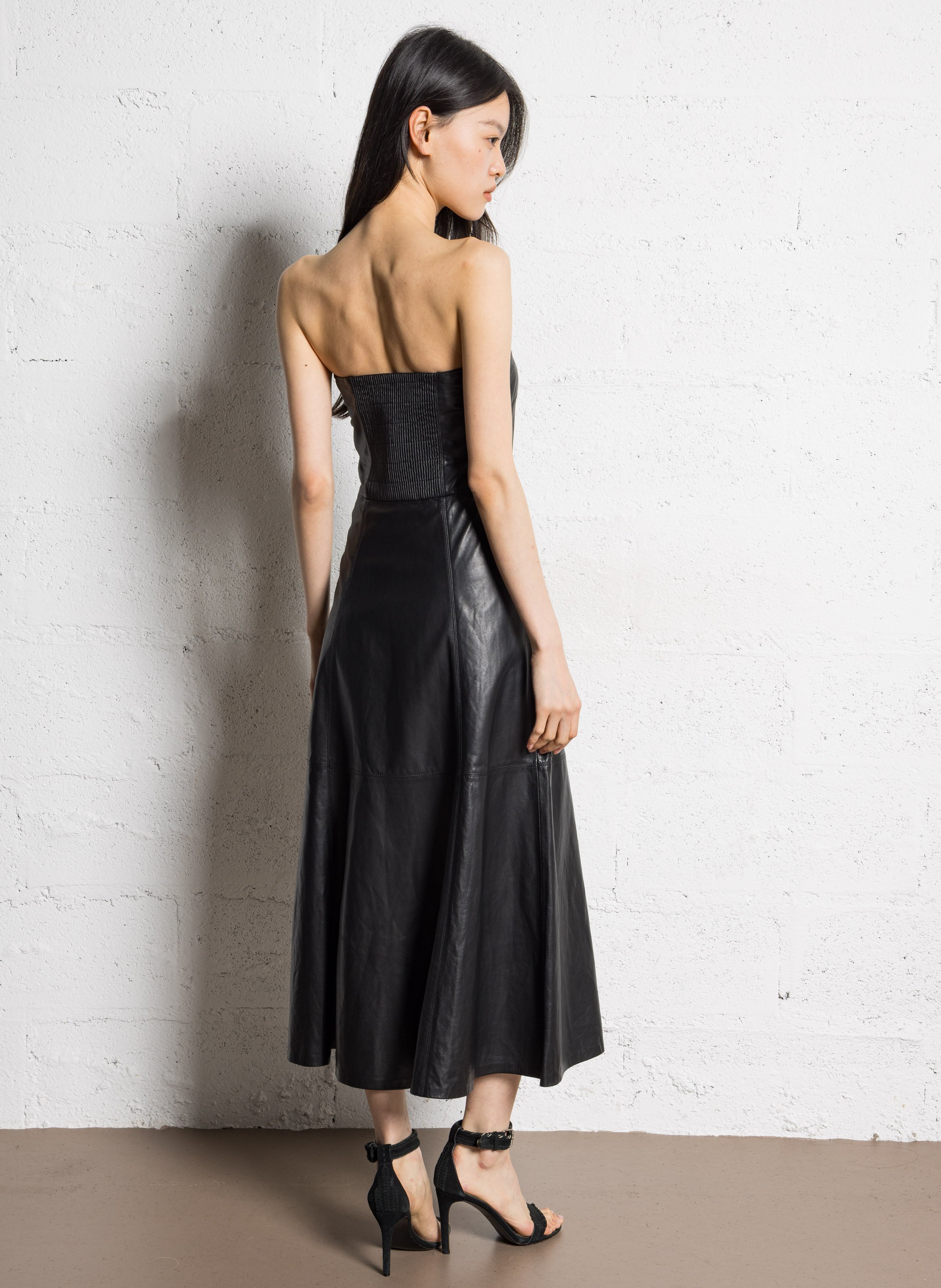 Robe bustier en cuir IKKS Noir