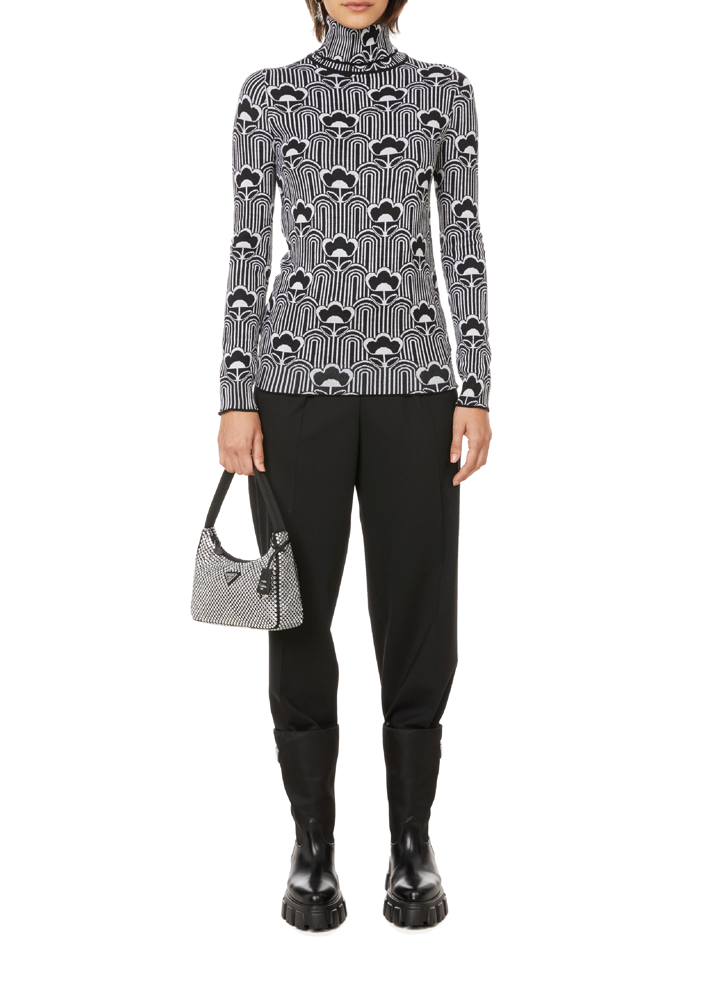 Pull à imprimé en laine vierge PRADA Multicolore