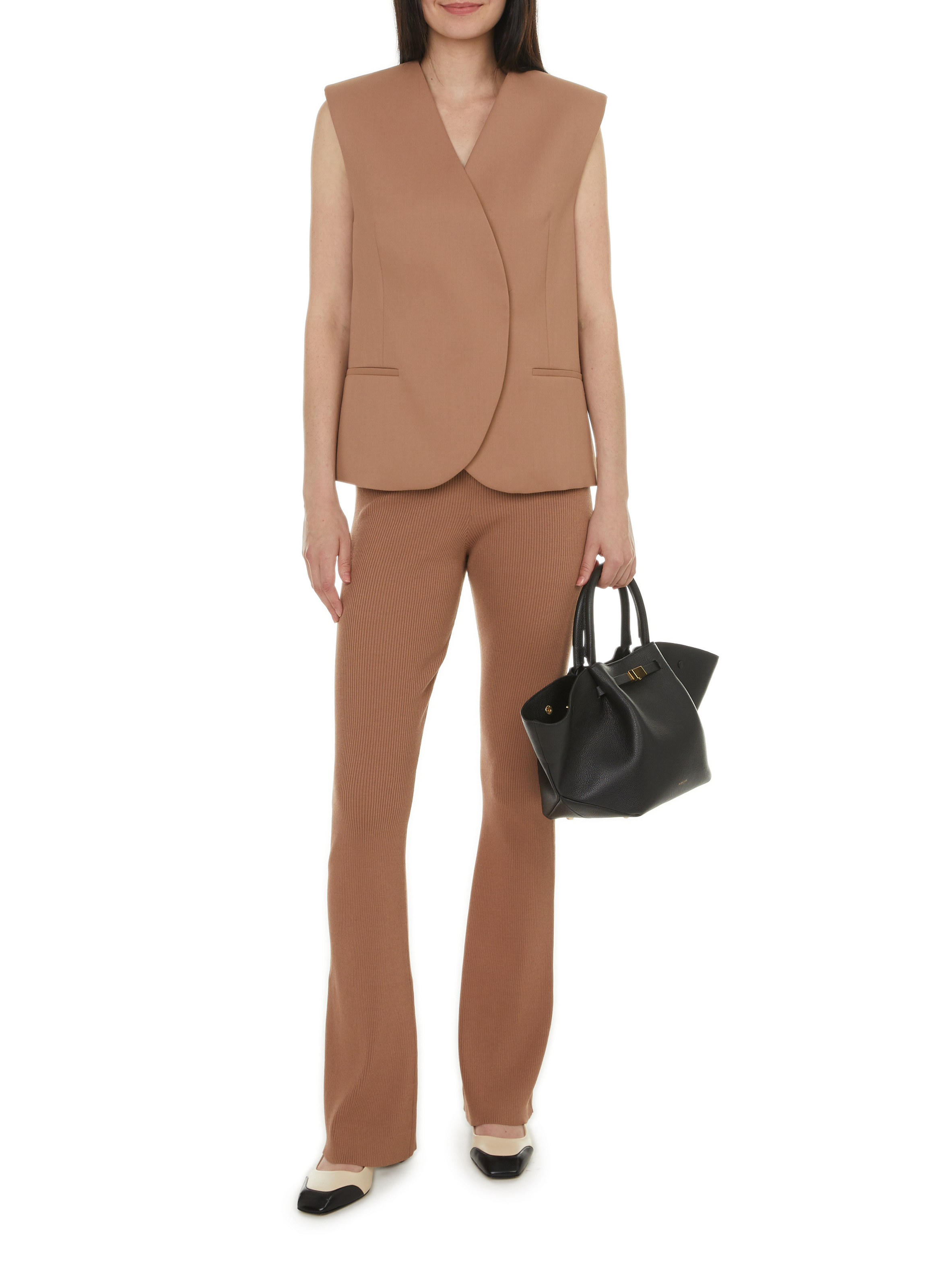 Gestreifter Ledertasche | Schwarz DEMELLIER LONDON Damen