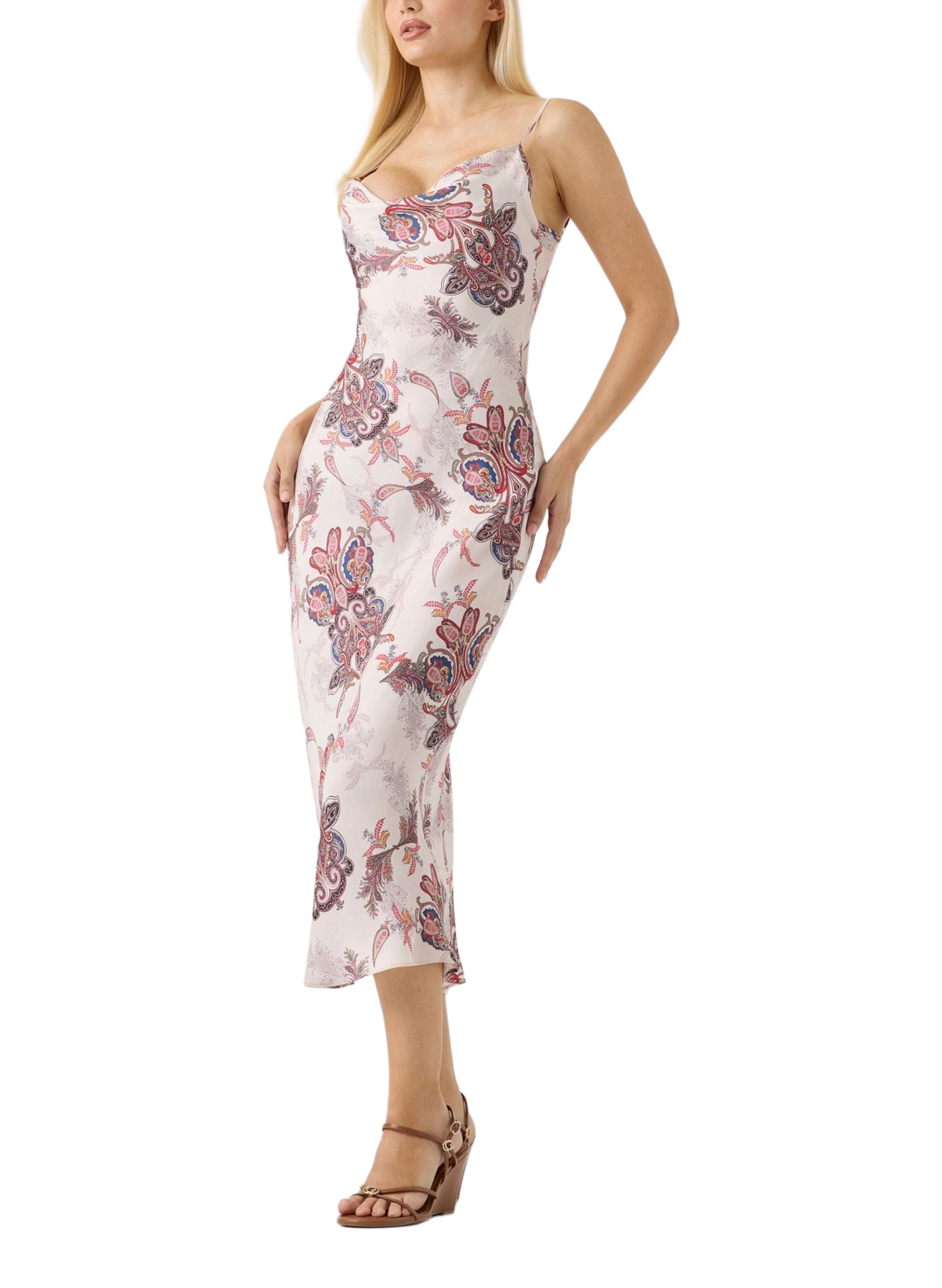 Printed midi dress with thin straps | Multicolour GUESS Women