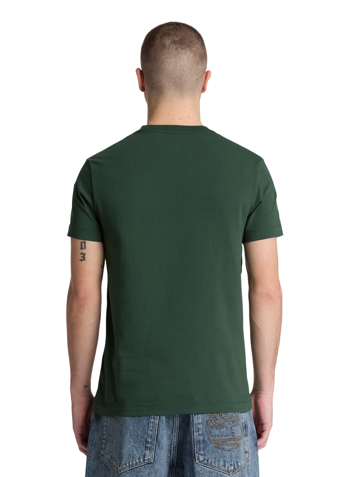 Gerader T-Shirt mit gesticktem Logo aus Baumwolle TIMBERLAND Grun