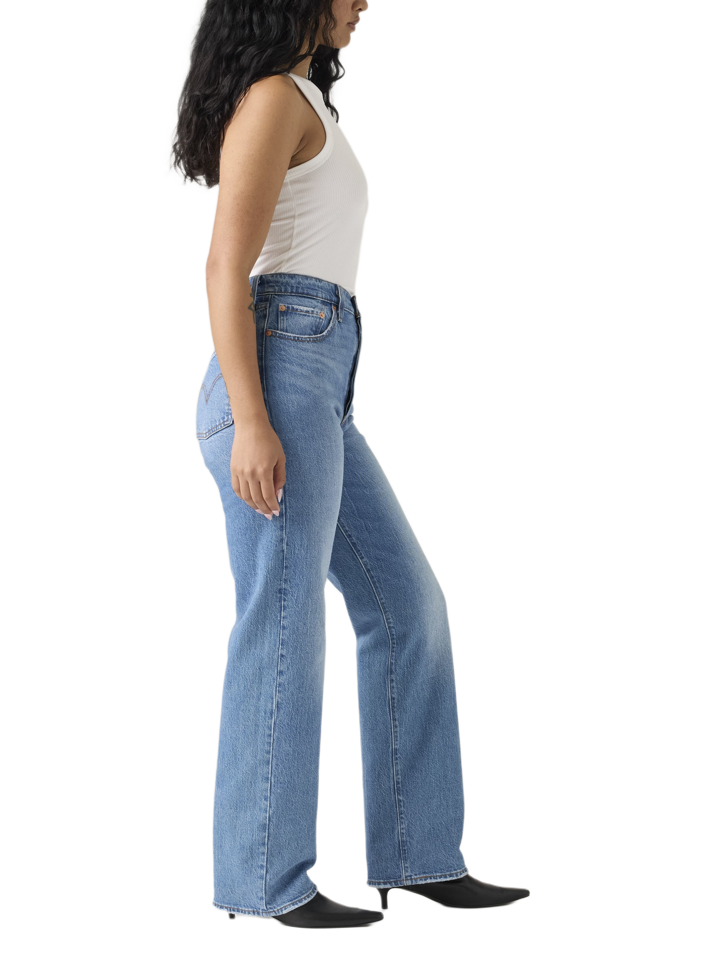 Jean Ribcage Full-length en coton mélangé LEVI'S Bleu