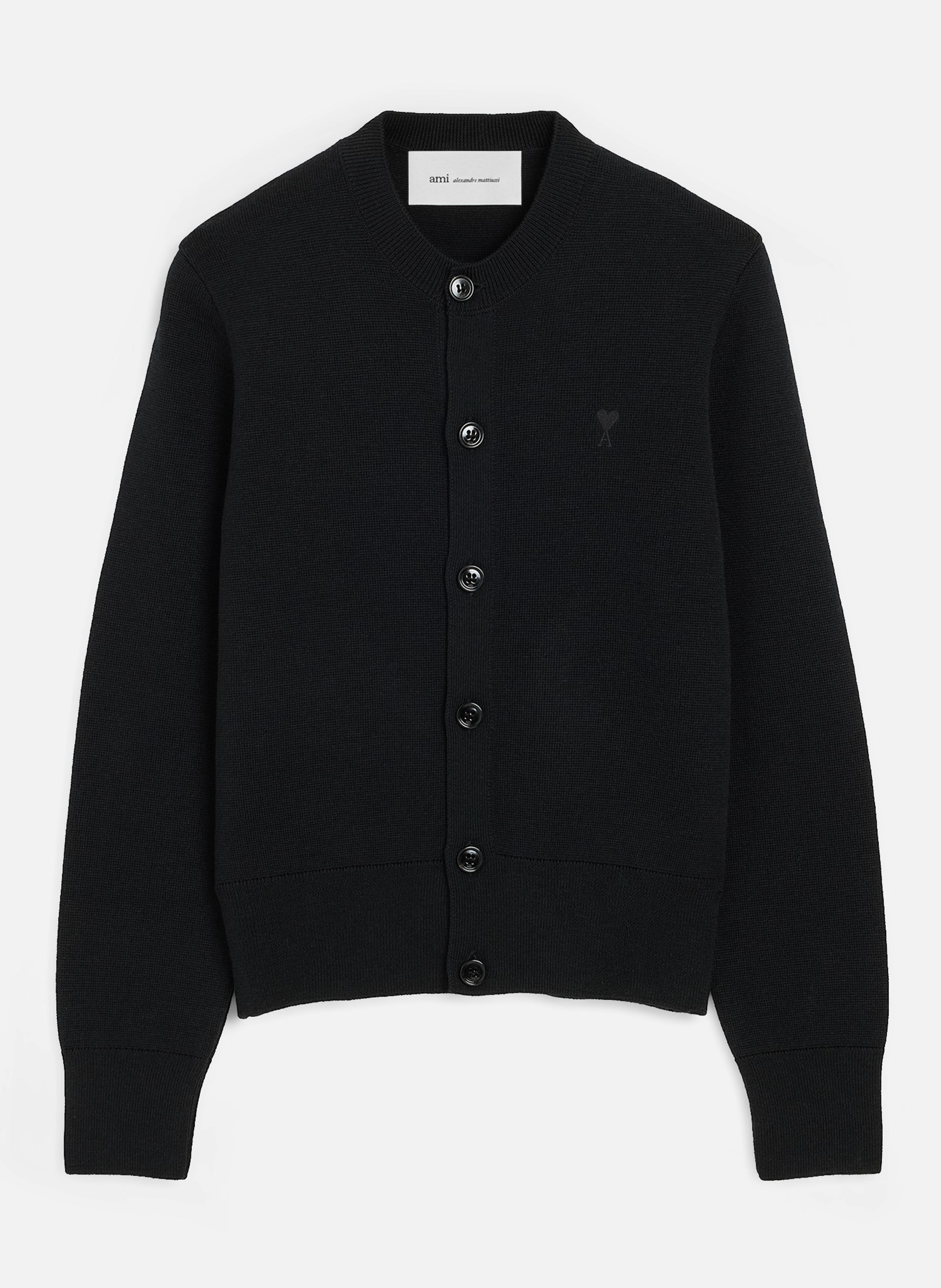 Cardigan col rond en laine ami de coeur AMI PARIS Noir