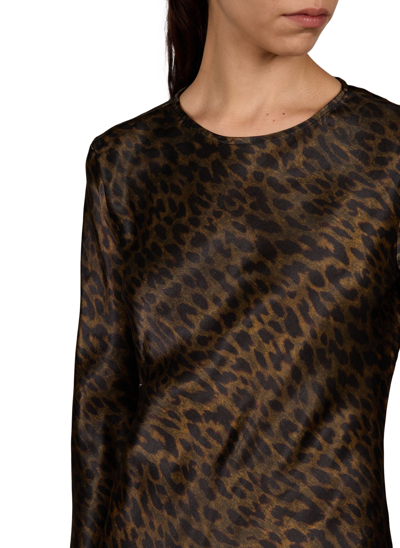 Langes, taillierte Maxikleid mit Animalprint ROUGE EDIT Braun
