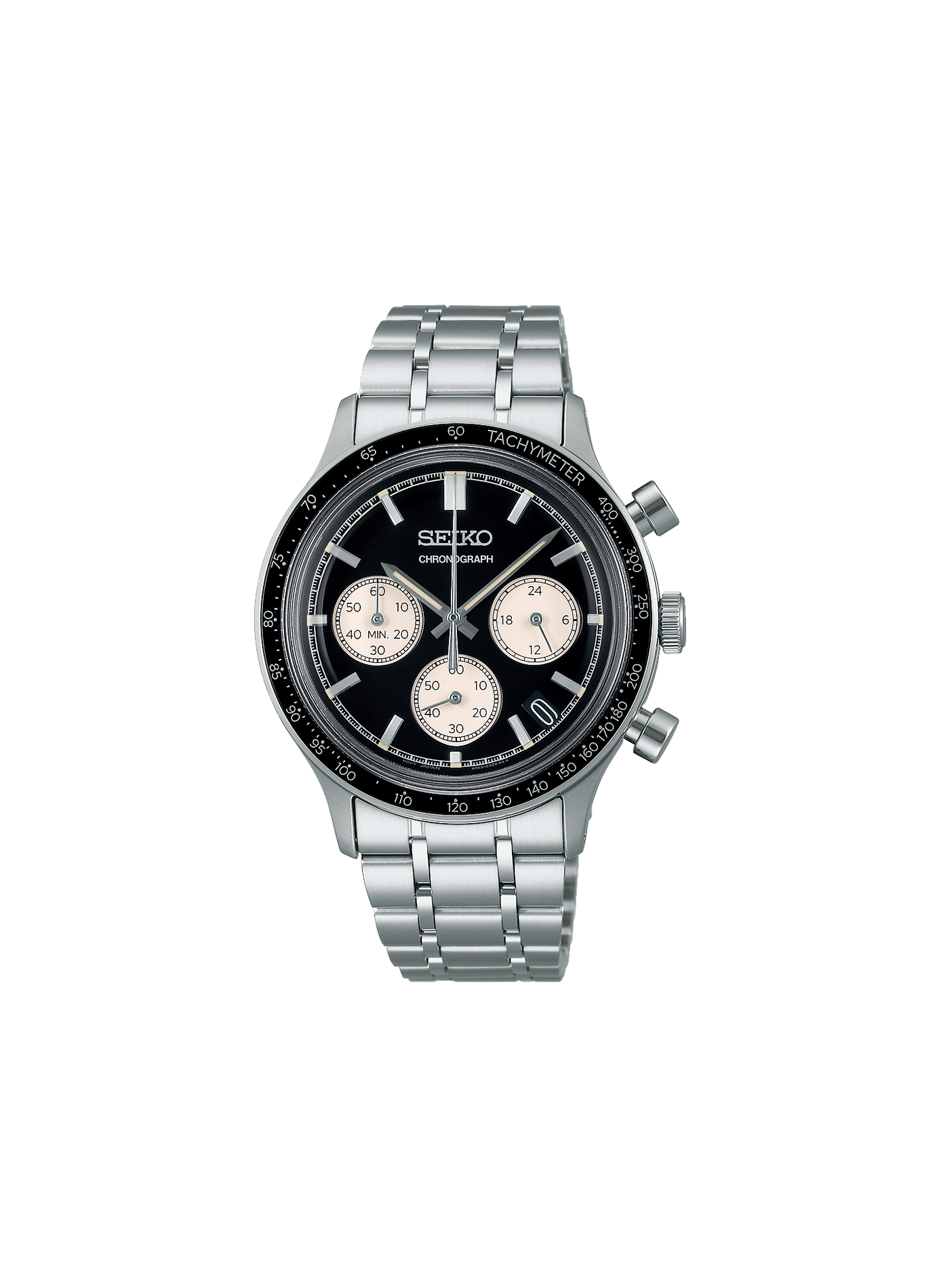 Montre quartz Sport en acier inoxydable SEIKO Noir
