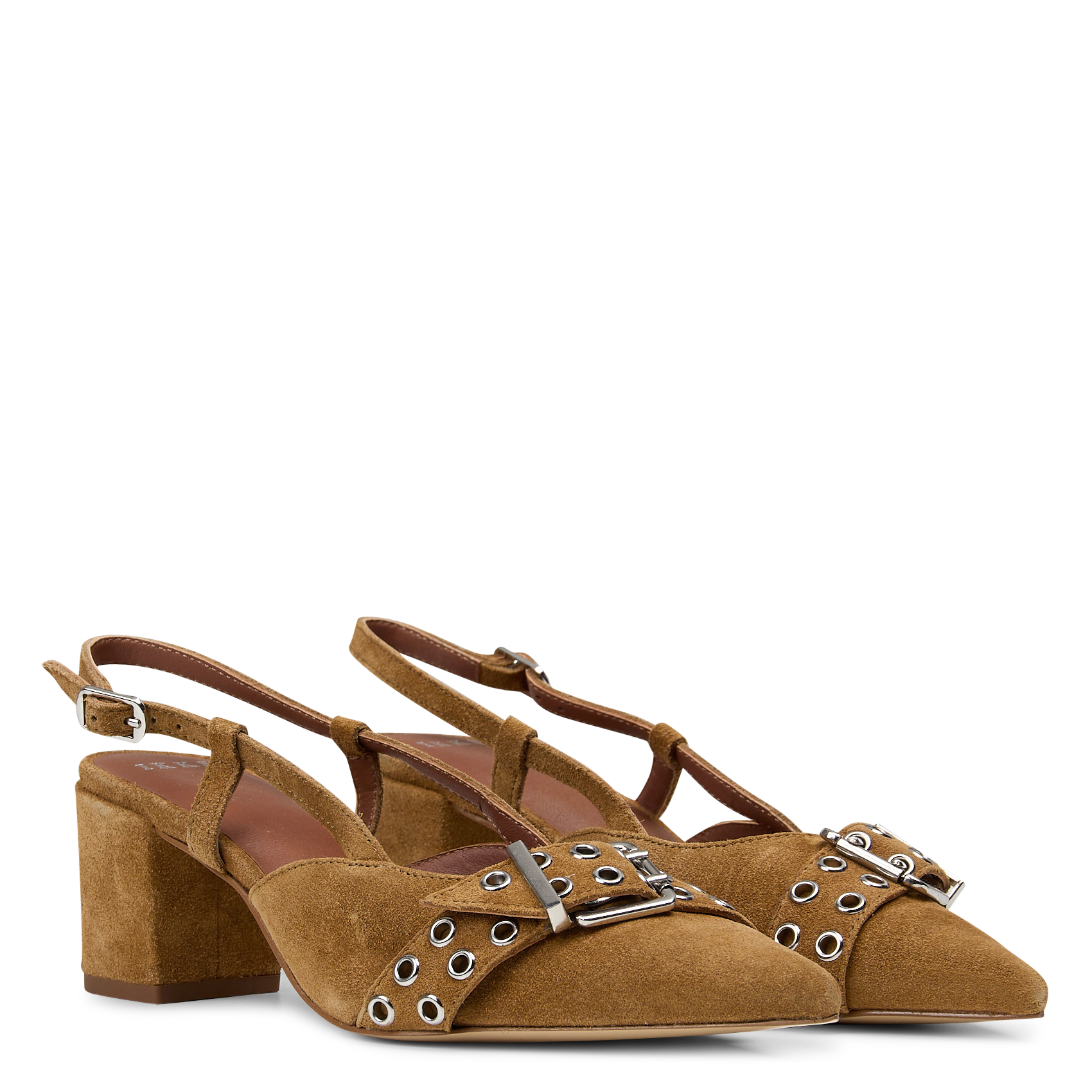 Escarpins slingback en cuir velours IKKS Beige