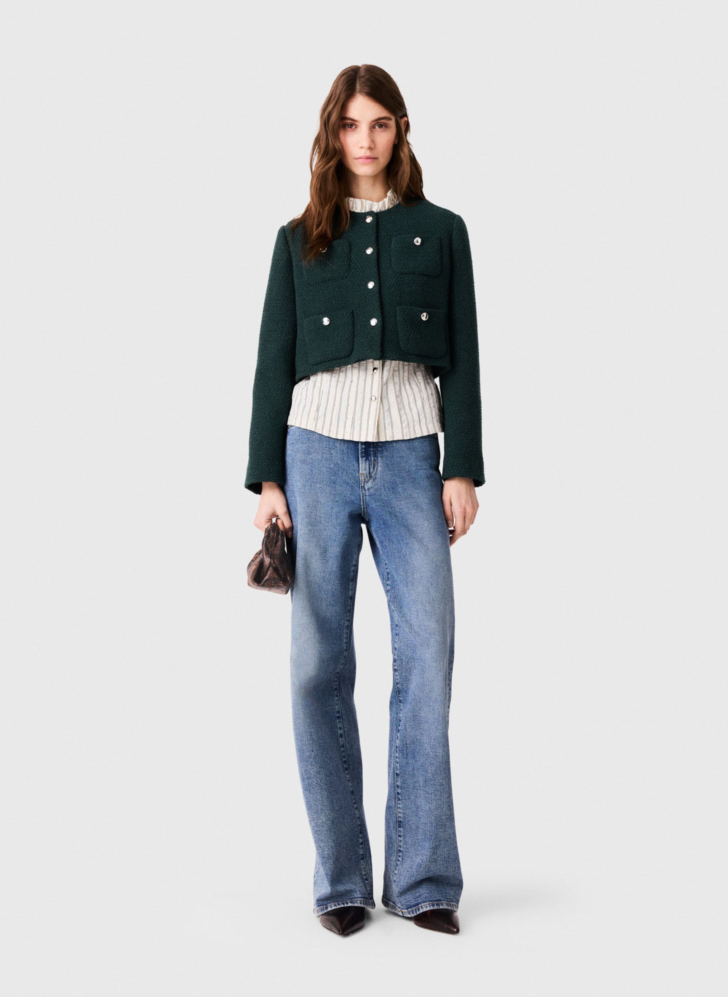 Veste courte en coton mélangé MAJE Vert