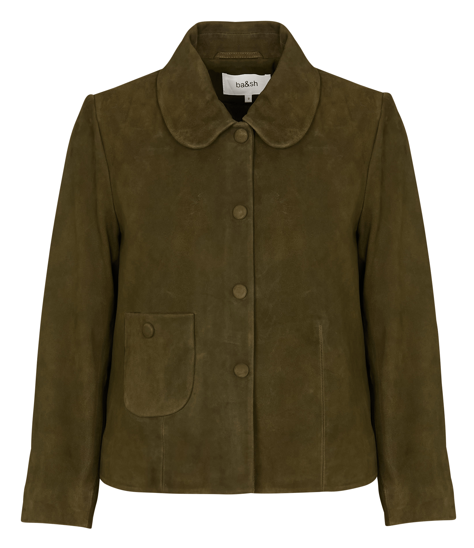 Veste courte en cuir velours milas BA&SH Kaki