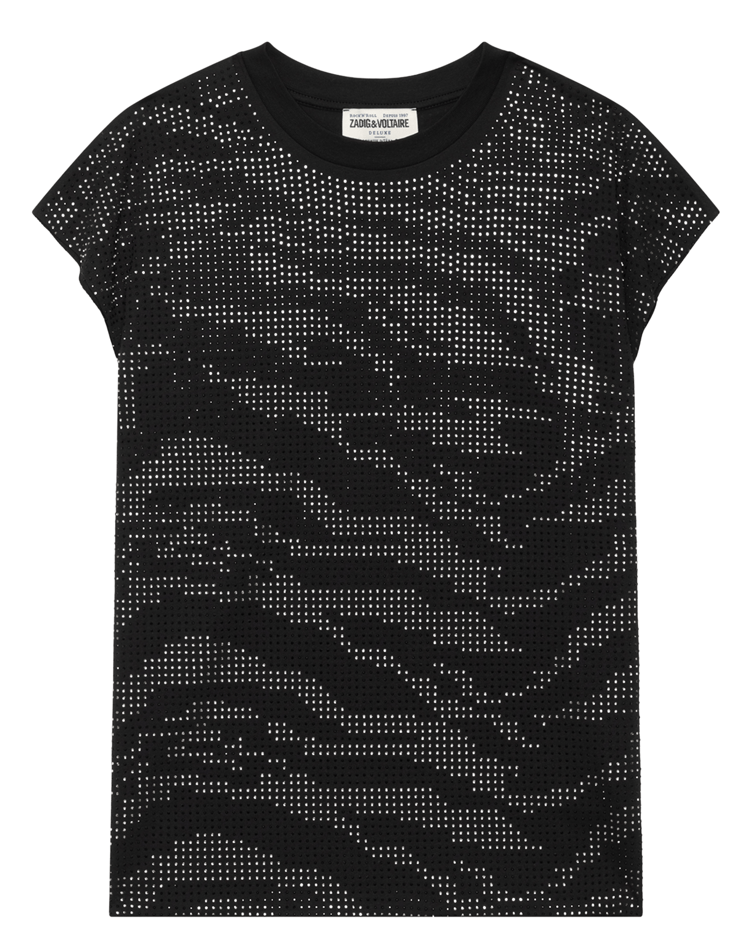 T-shirt met strass en dierenprint Cloe ZADIG&VOLTAIRE Zwart