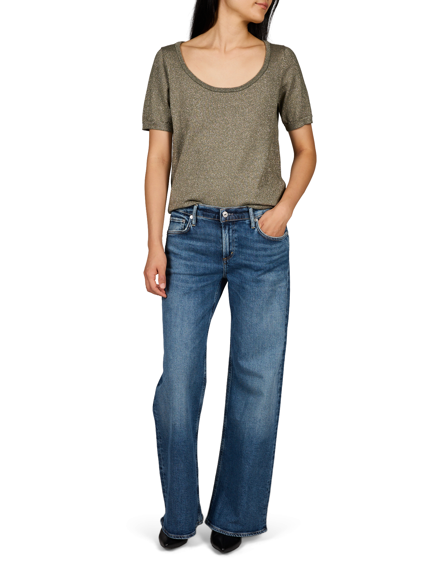 Kurzes Paillettentop VILA Khaki