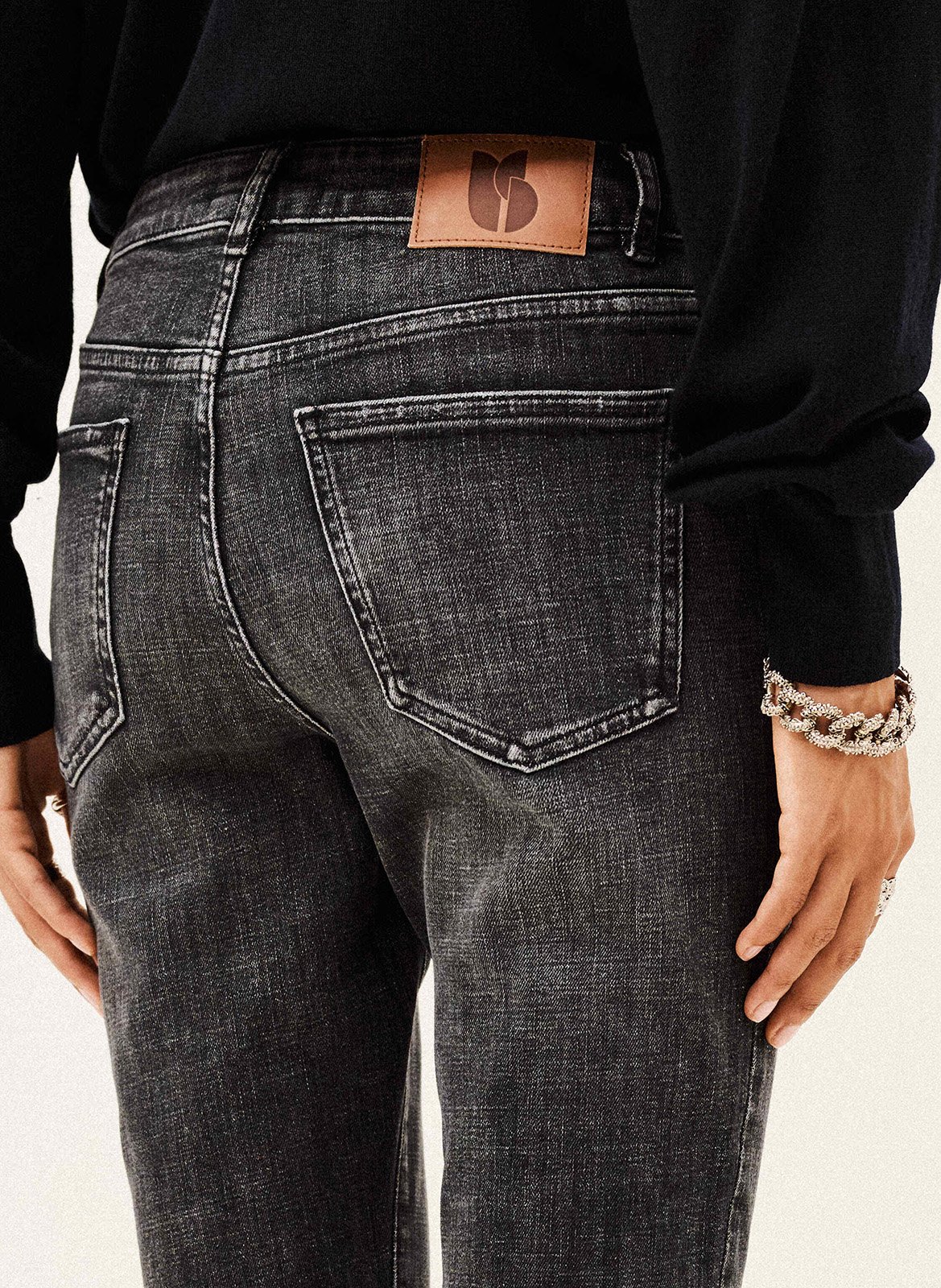 Slim fit jeans van gemengd katoen niko BA&SH Grijs