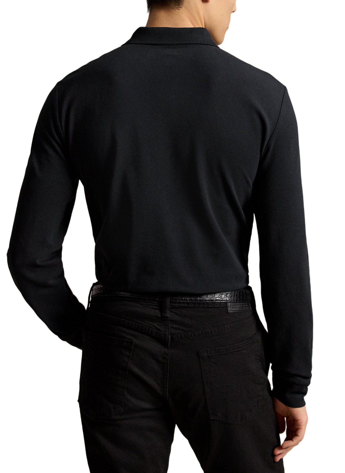 Lange mouw poloshirt met geborduurd logo in gemengd katoen. POLO RALPH LAUREN Zwart