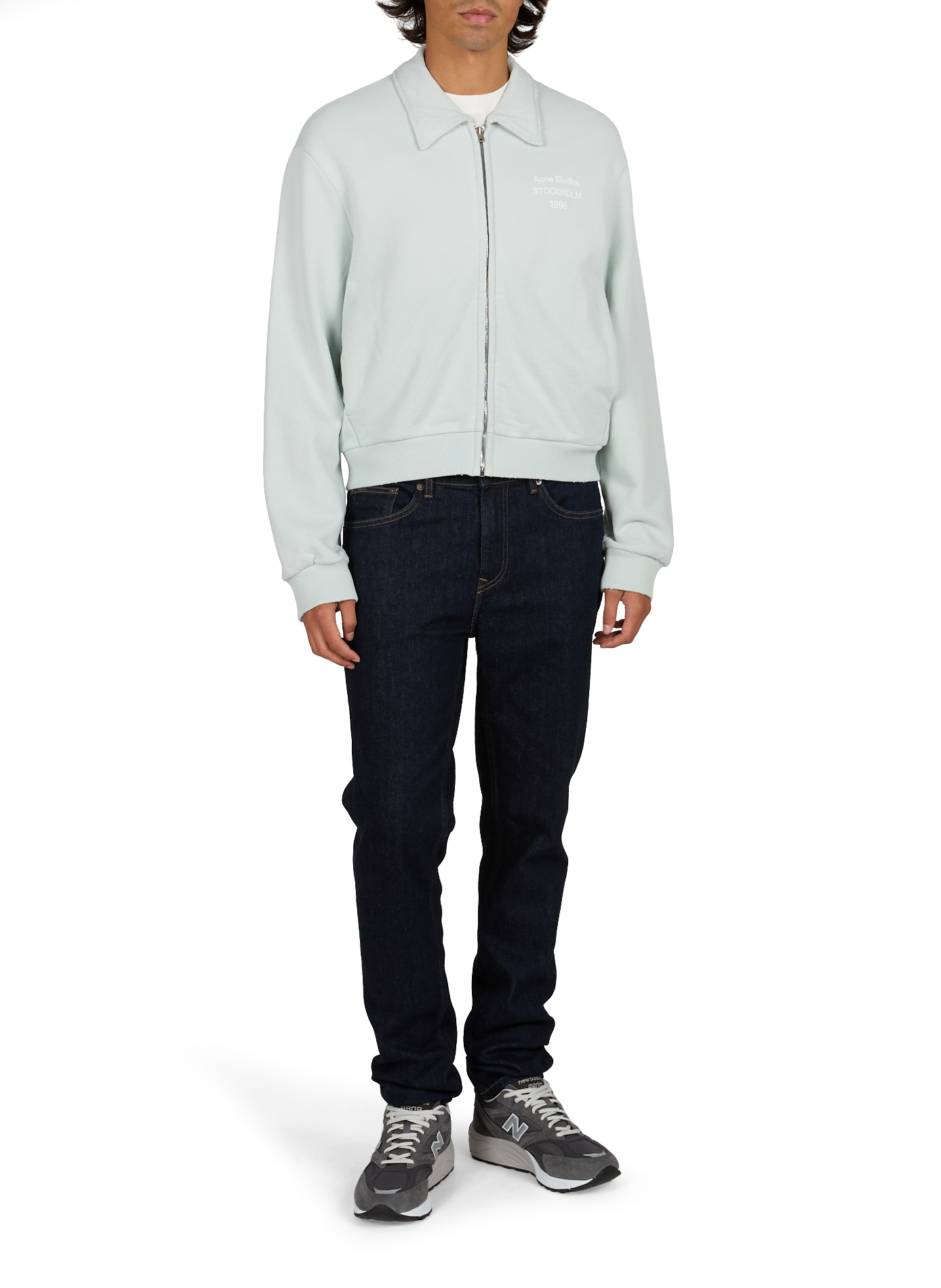 Sweat zippé en coton mélangé ACNE STUDIOS Bleu