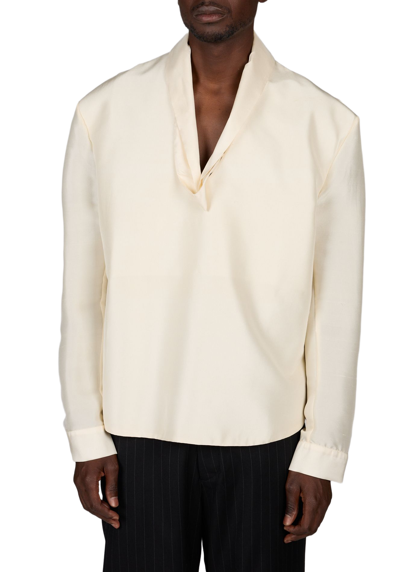 Oversized Artista Top with Silk Scarf Collar CAMPILLO Beige