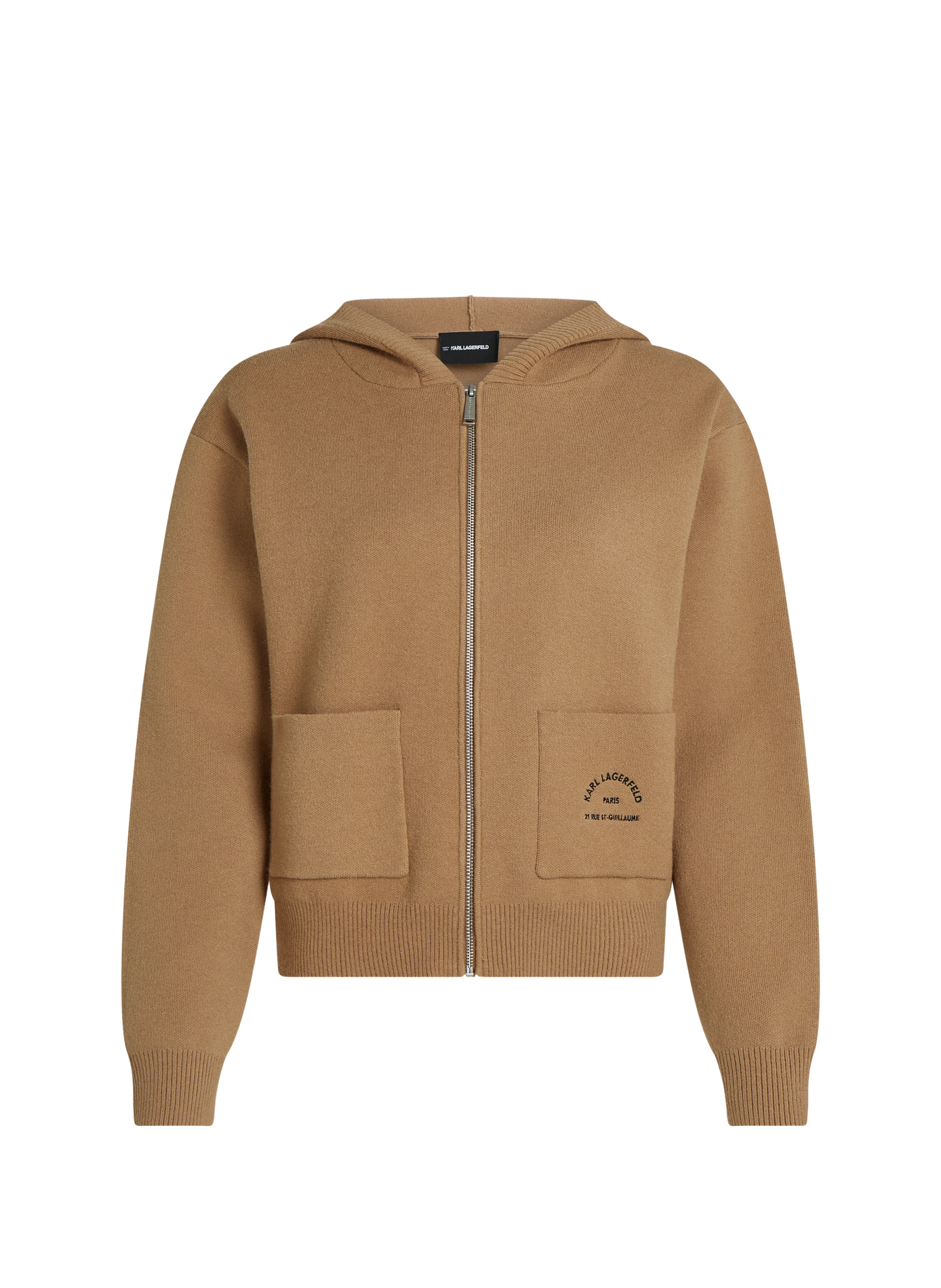 Sweat droit zippé à capuche KARL LAGERFELD Beige