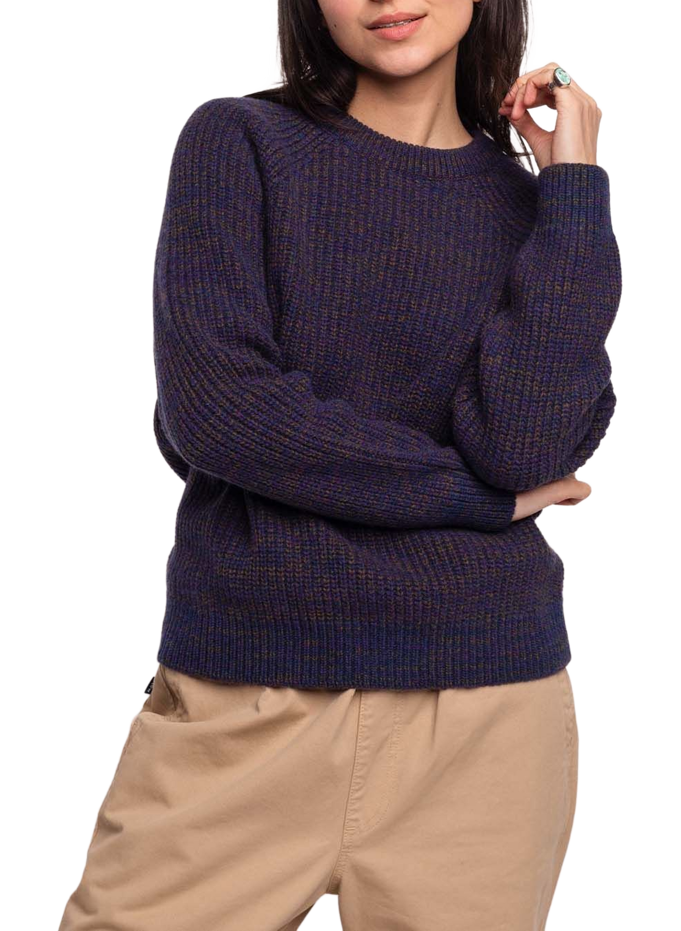 Pull col rond en laine OLOW Bleu