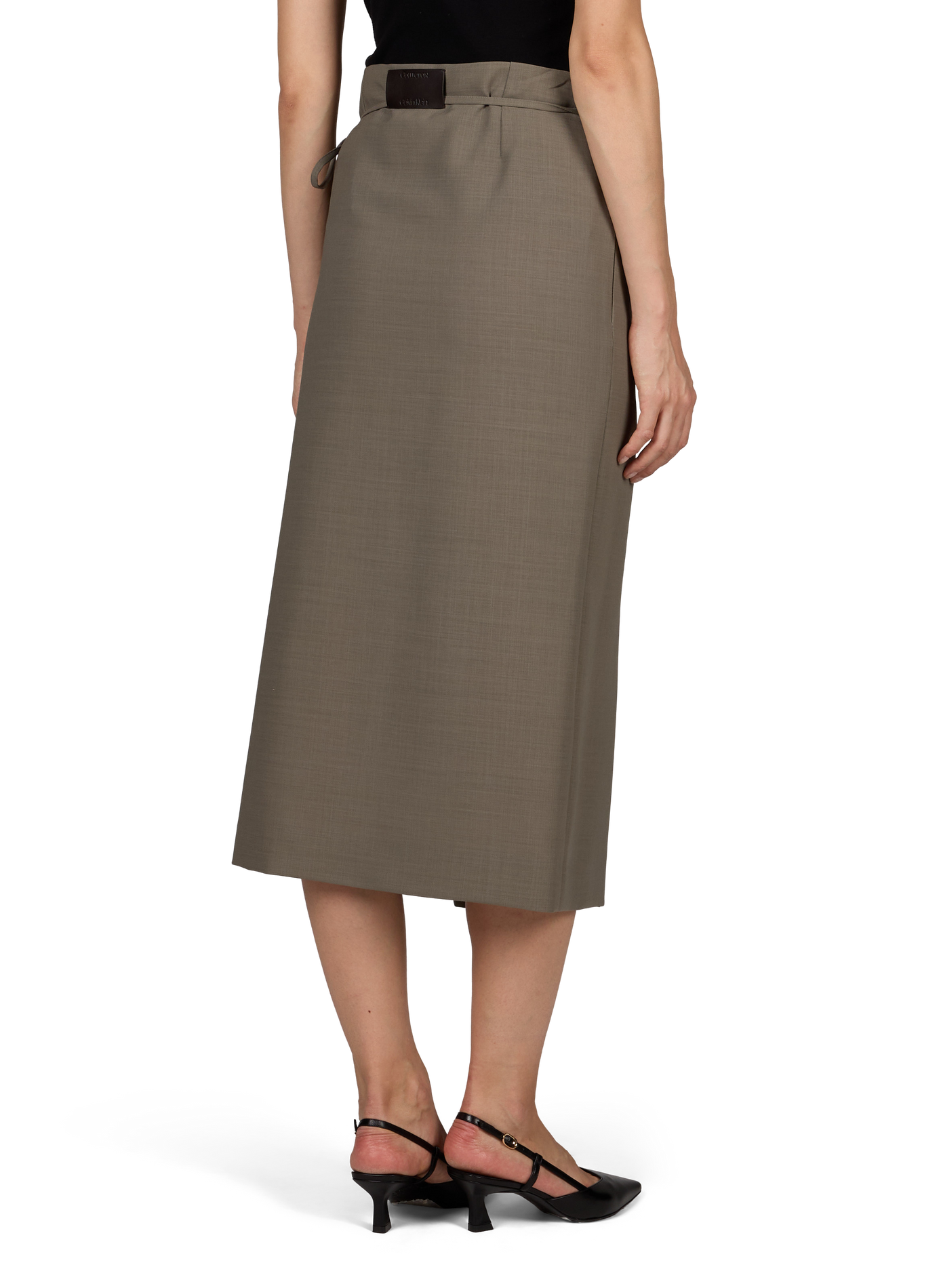Midi skirt with tied waist. CALVIN KLEIN COLLECTION Grey