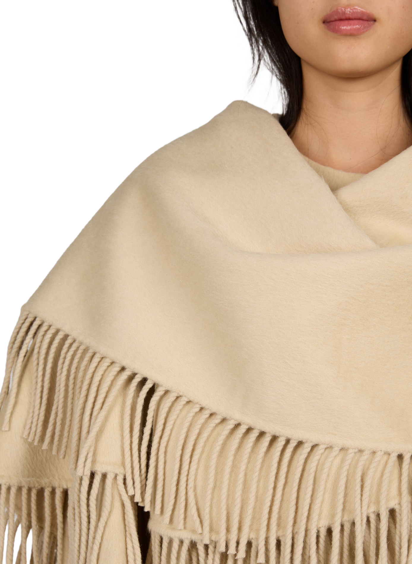 Double-faced wool and alpaca fringe coat ROHE FRAMES Beige