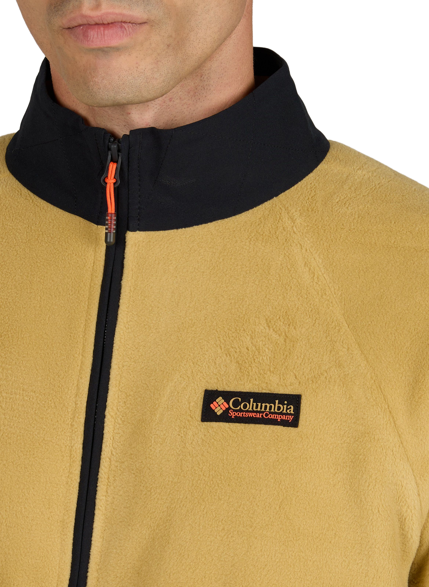 Plain zip-up high-neck fleece COLUMBIA Yellow