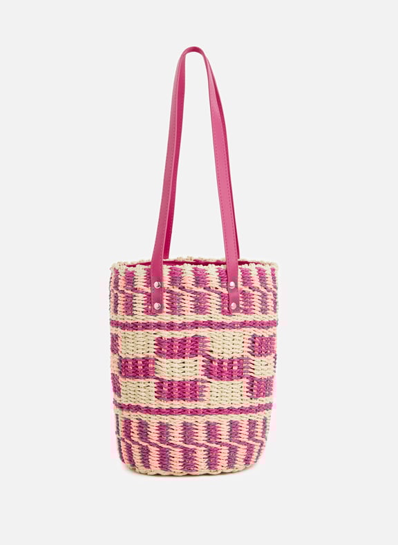 Sac panier en paille Rose by AU PRINTEMPS PARIS AU PRINTEMPS PARIS Sac panier en paille Rose