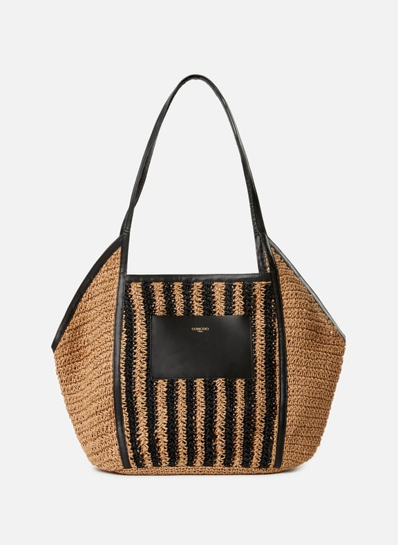 Striped tote bag Beige by SUNCOO SUNCOO Striped tote bag Beige