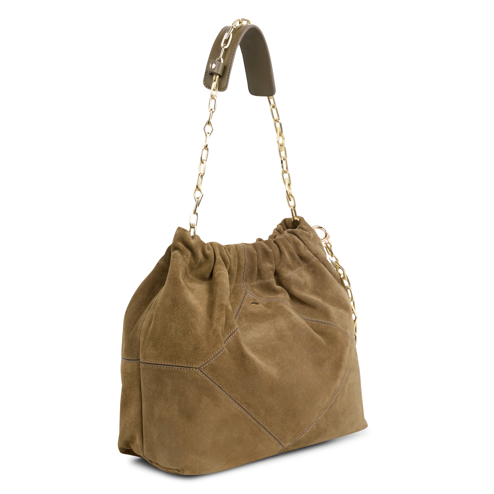 Sac bandoulière tote en cuir velours june tote BA&SH Kaki
