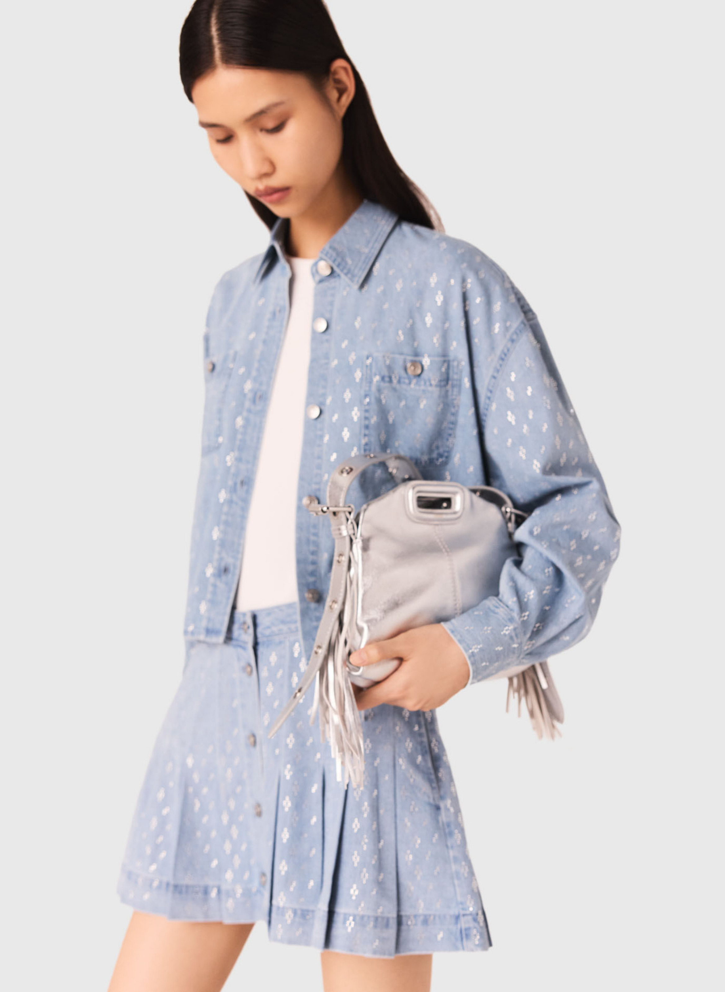 Chemise col classique en jean MAJE Bleu